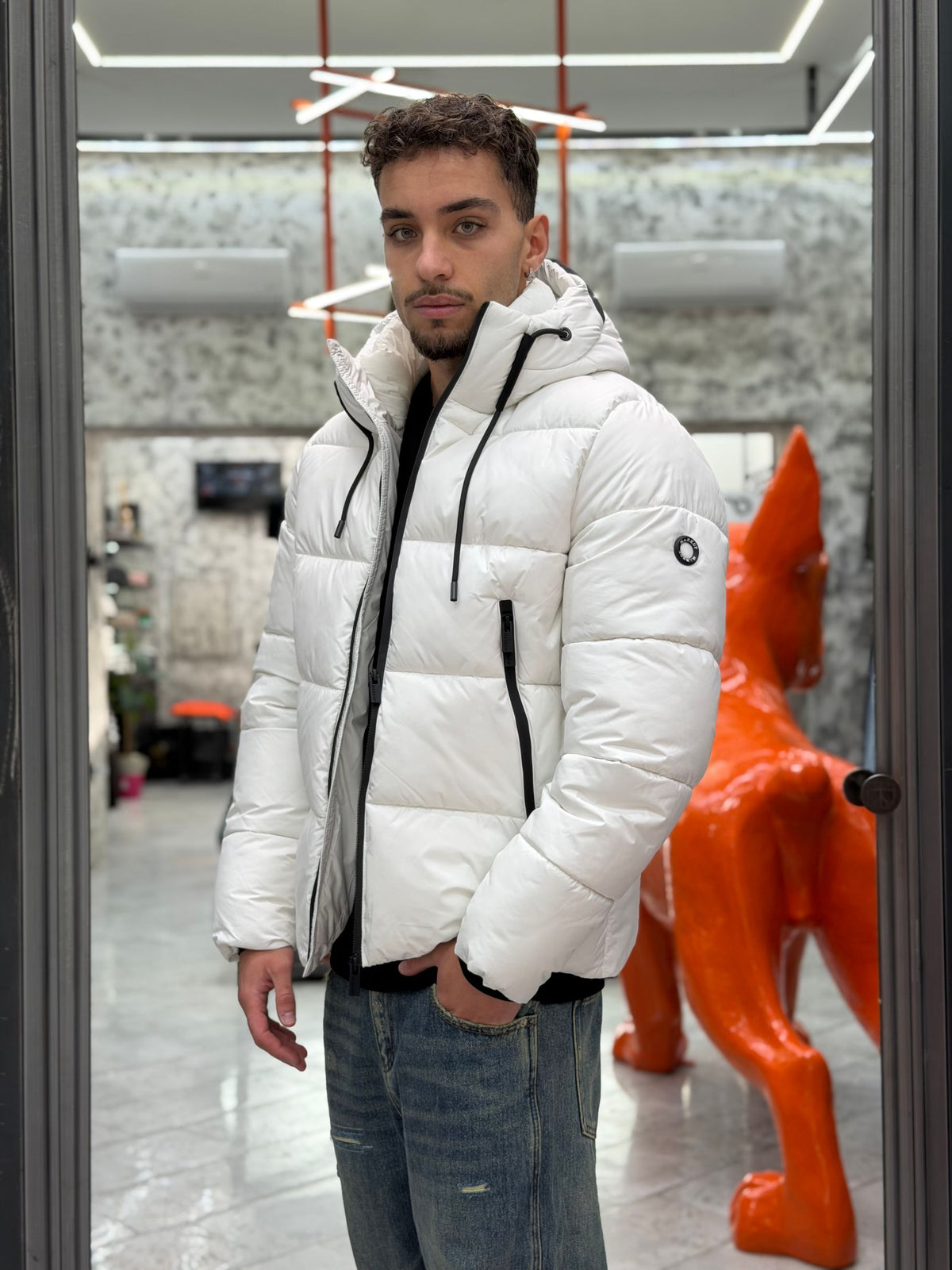 GIUBBINO PUFFER CORTO IN MICROFIBRA STRETCH - REGULAR FIT MK2940053.LAT