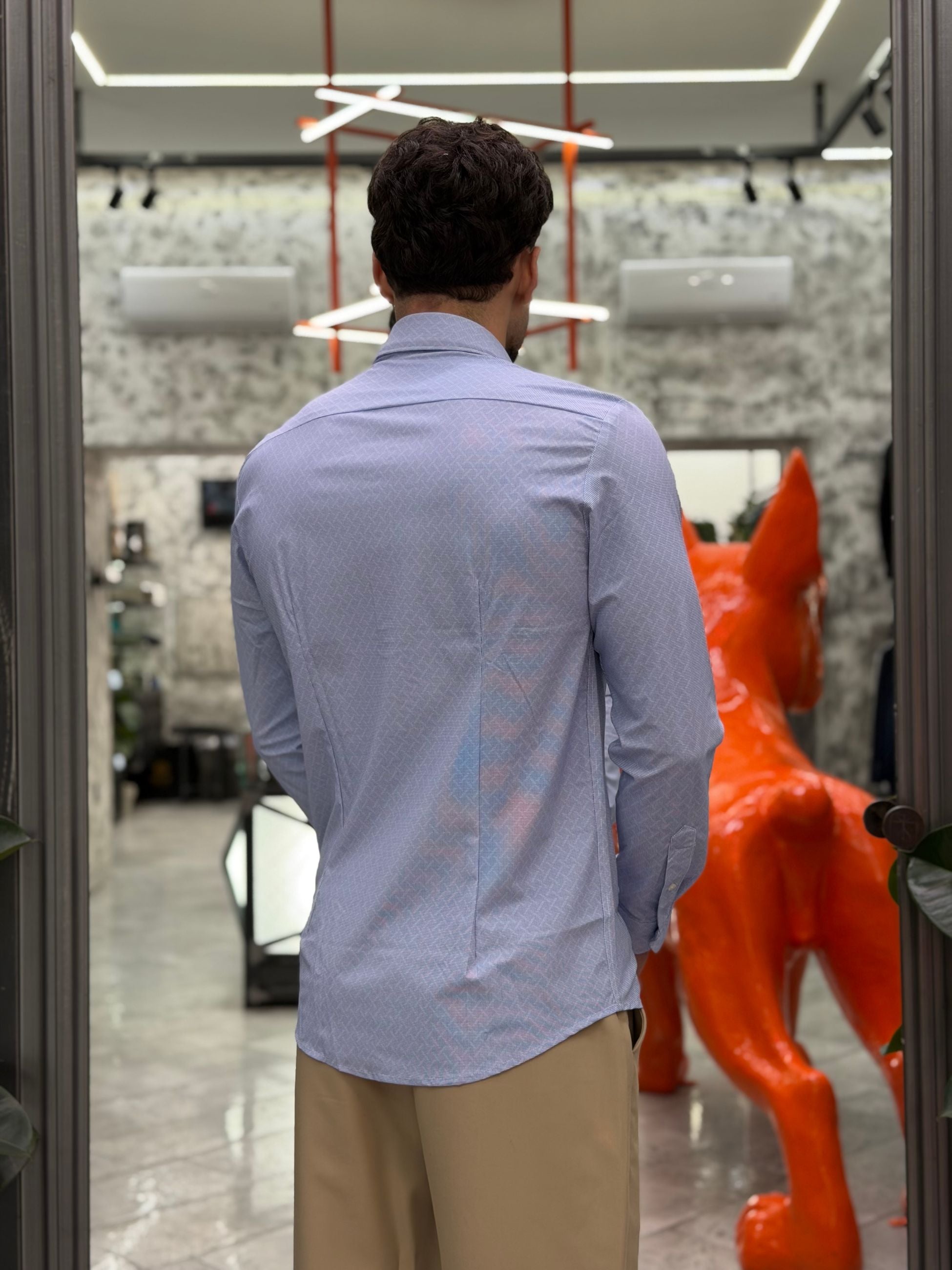 CAMICIA NO STIRO IN TESSUTO PREMIUM ELASTICIZZATO MICRO FANTASIA - REGULAR FIT FIO4150