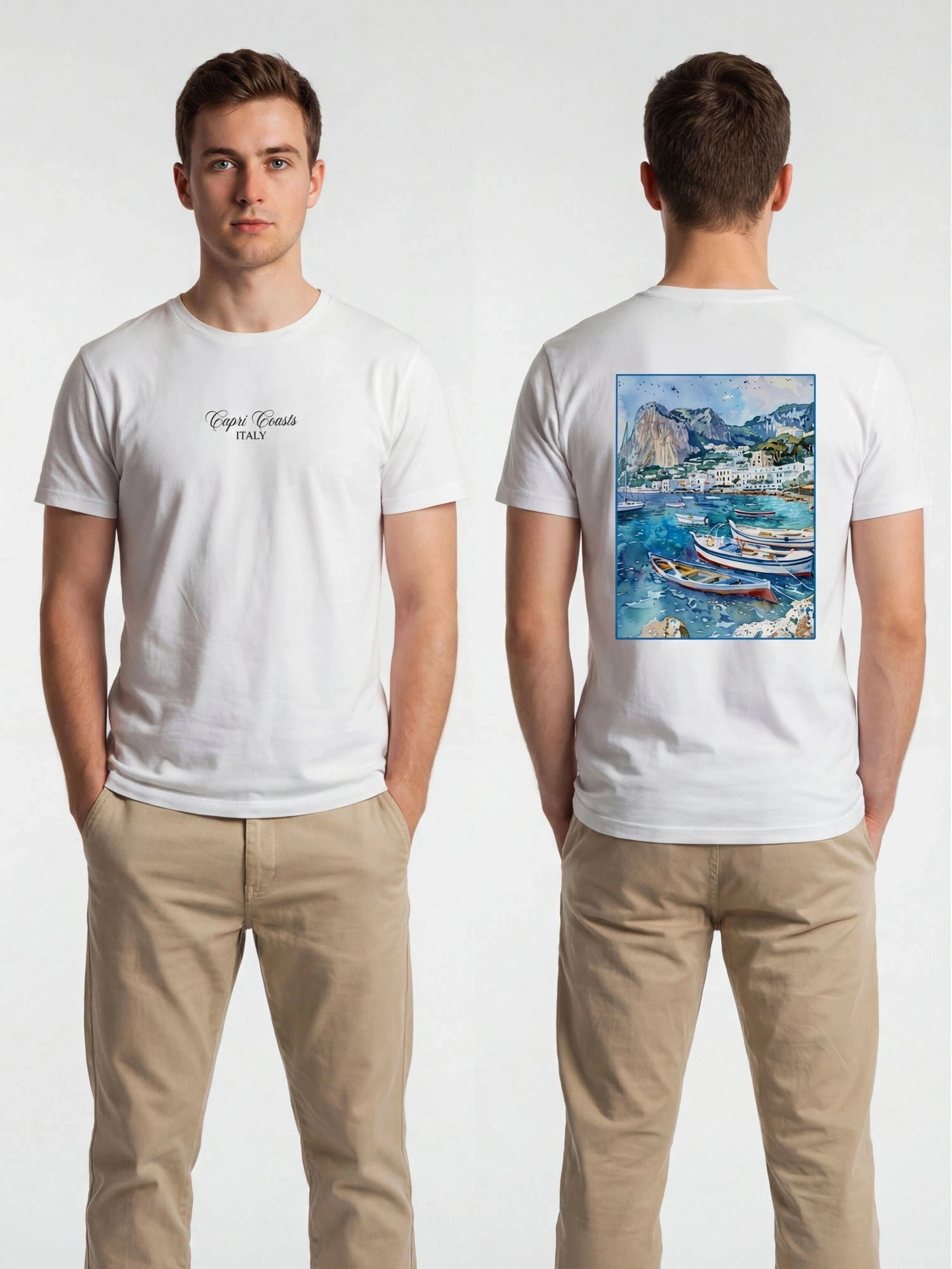 T-SHIRT IN PURO COTONE CON RICAMO E MAXI STAMPA CAPRI - REGULAR FIT M-261159