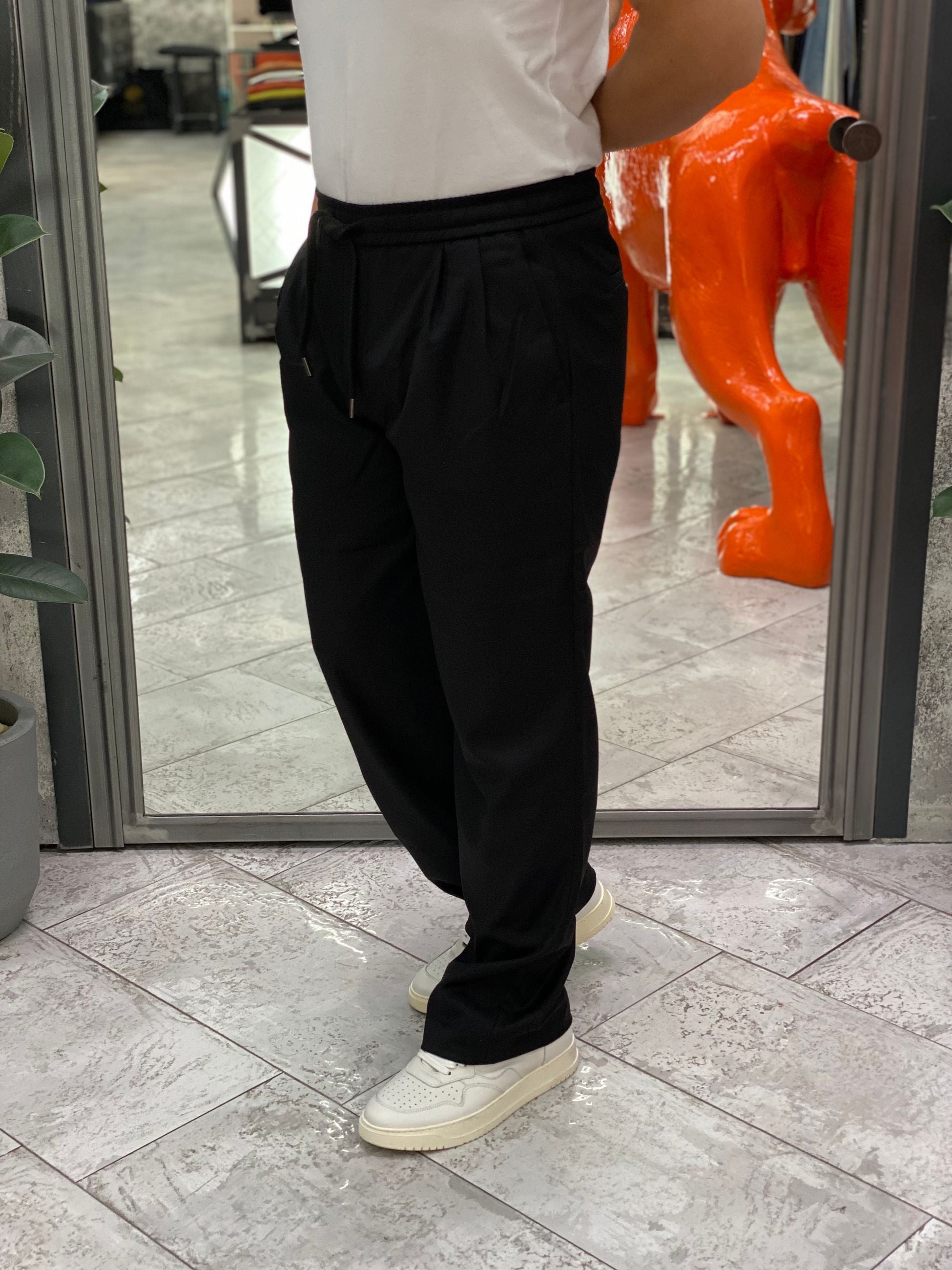 PANTALACCIO CON COULISSE IN VITA FONDO AMPIO - LOOSE FIT GN21793.NER