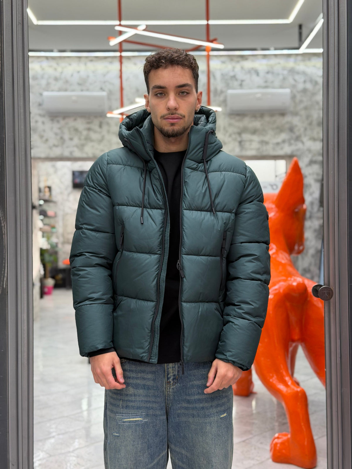 GIUBBINO PUFFER CORTO IN MICROFIBRA STRETCH - REGULAR FIT MK2940053.BOS
