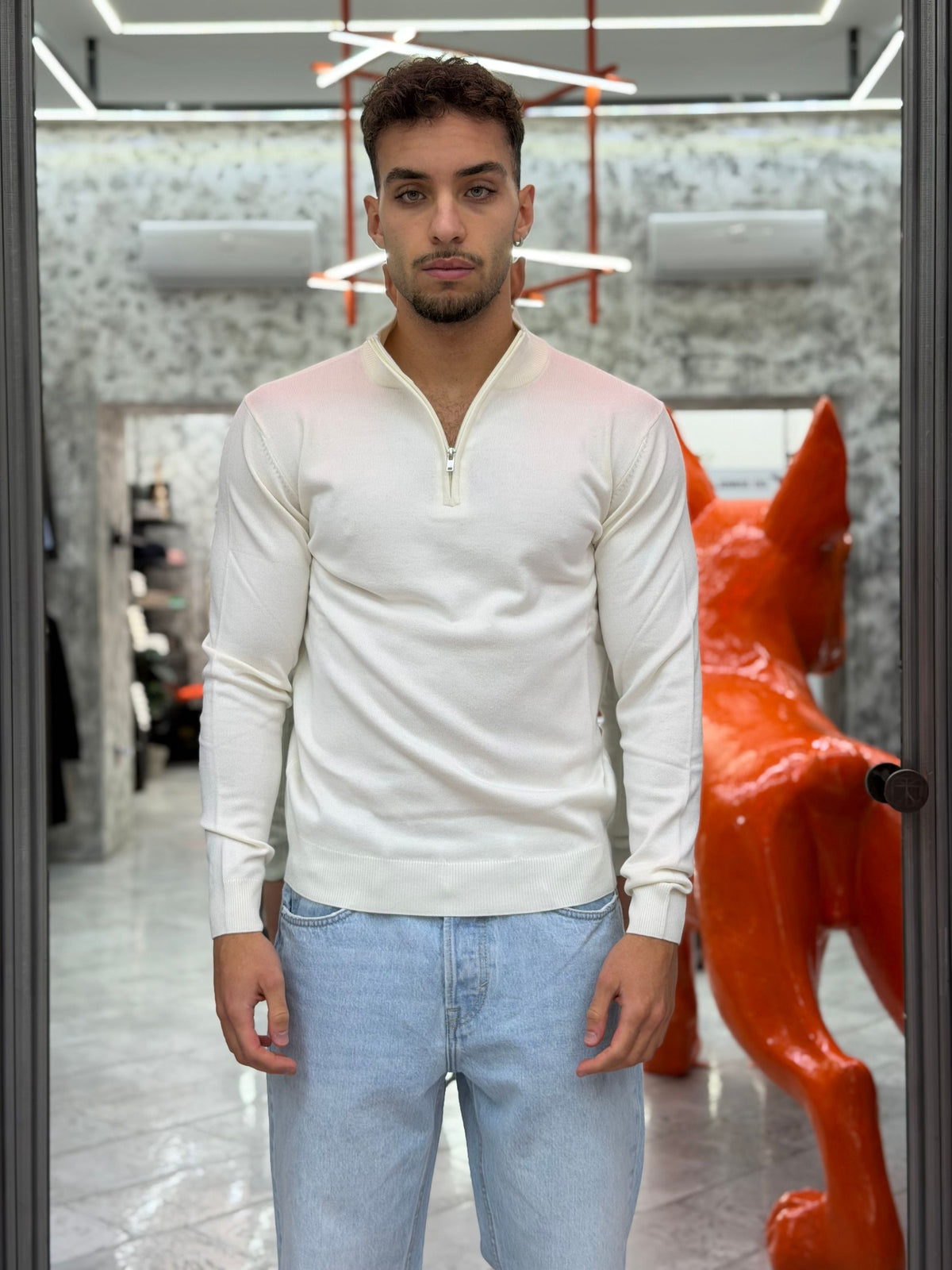 MAGLIA MEZZA ZIP BASIC IN MORBIDA VISCOSA - REGULAR FIT MI3371SS.OFF