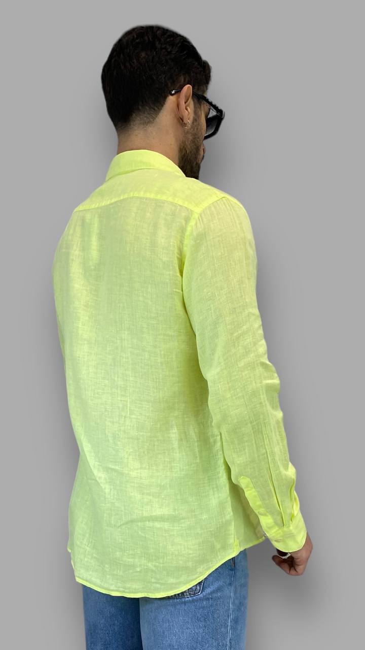 CAMICIA IN 100%LINO FLUO TINTA UNITA - REGULAR FIT / + COLORI