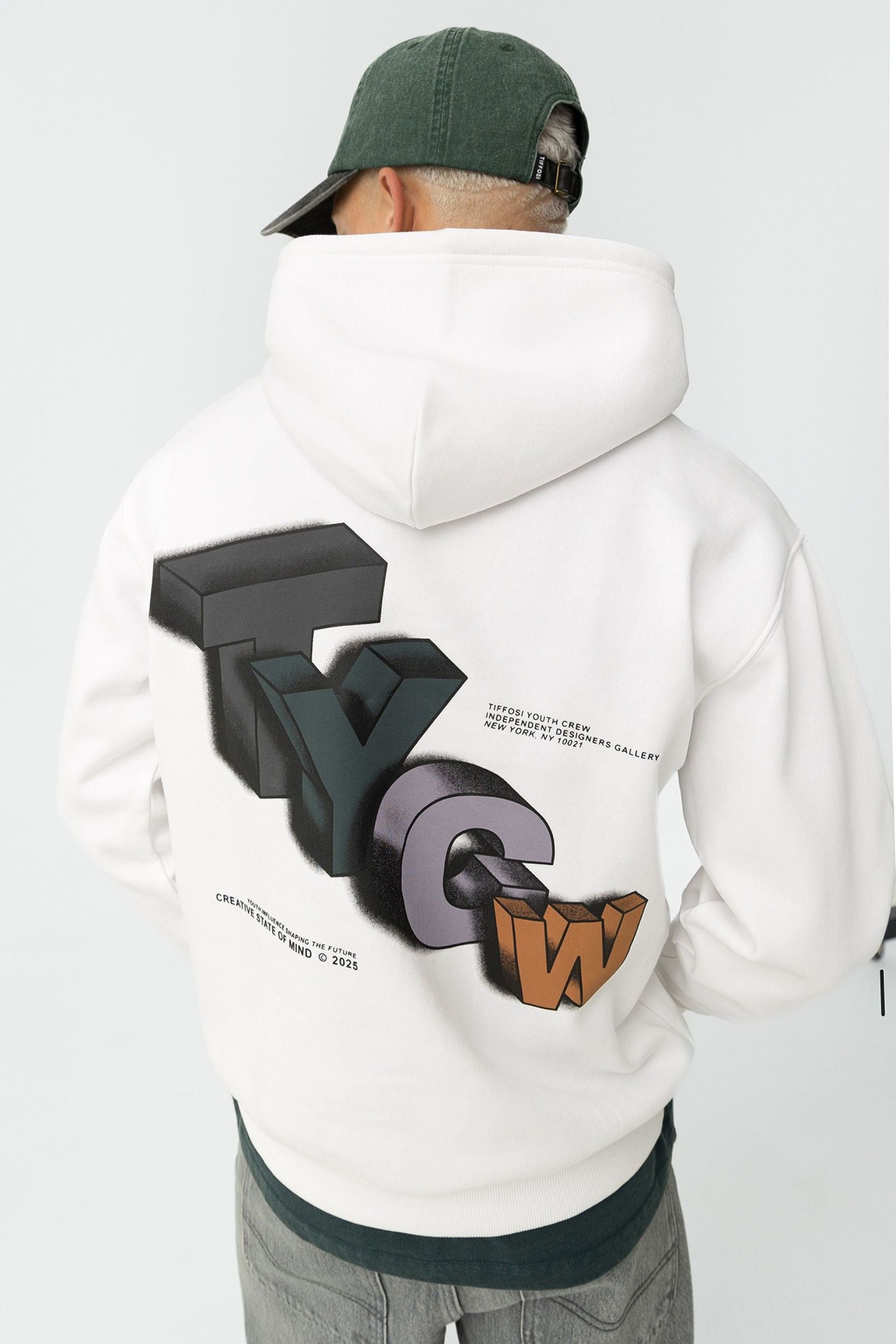 FELPA RAINER CON CAPPUCCIO E TASCA MARSUPIO. GRAFICA ANTERIORE E POSTERIORE - RELAXED FIT 10061533