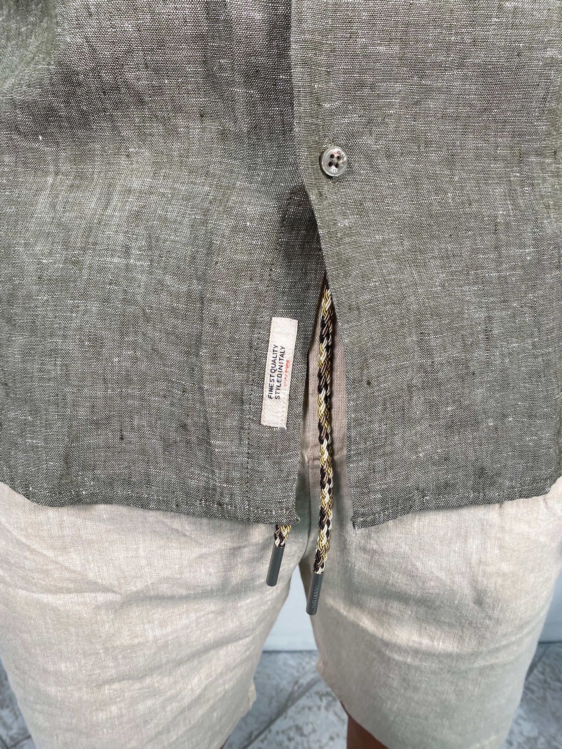 CAMICIA IN LINO FIAMMATO COLLO ALL'ITALIANA - REGULAR FIT GL7732S-S25.VMIL