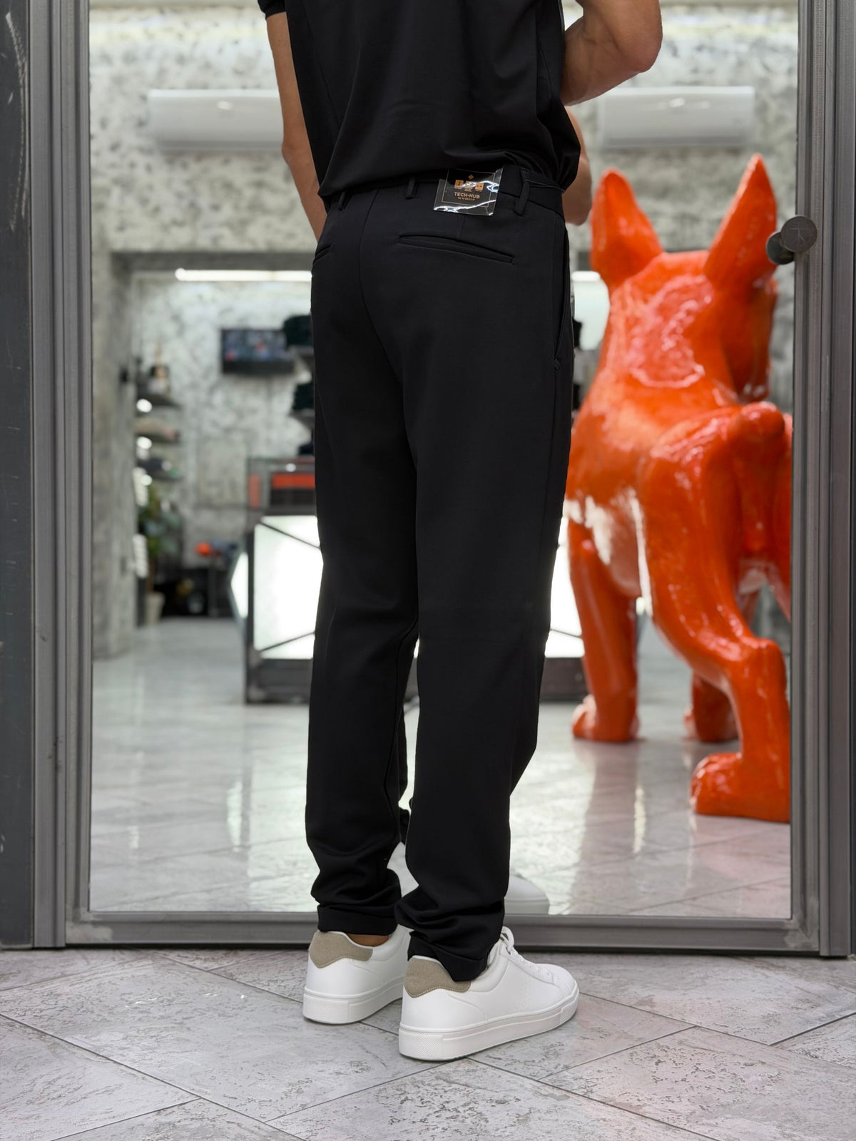 PANTALONE CROPPED IN TESSUTO PUNTO MILANO ELASTICIZZATO - REGULAR FIT MK9950112.NER
