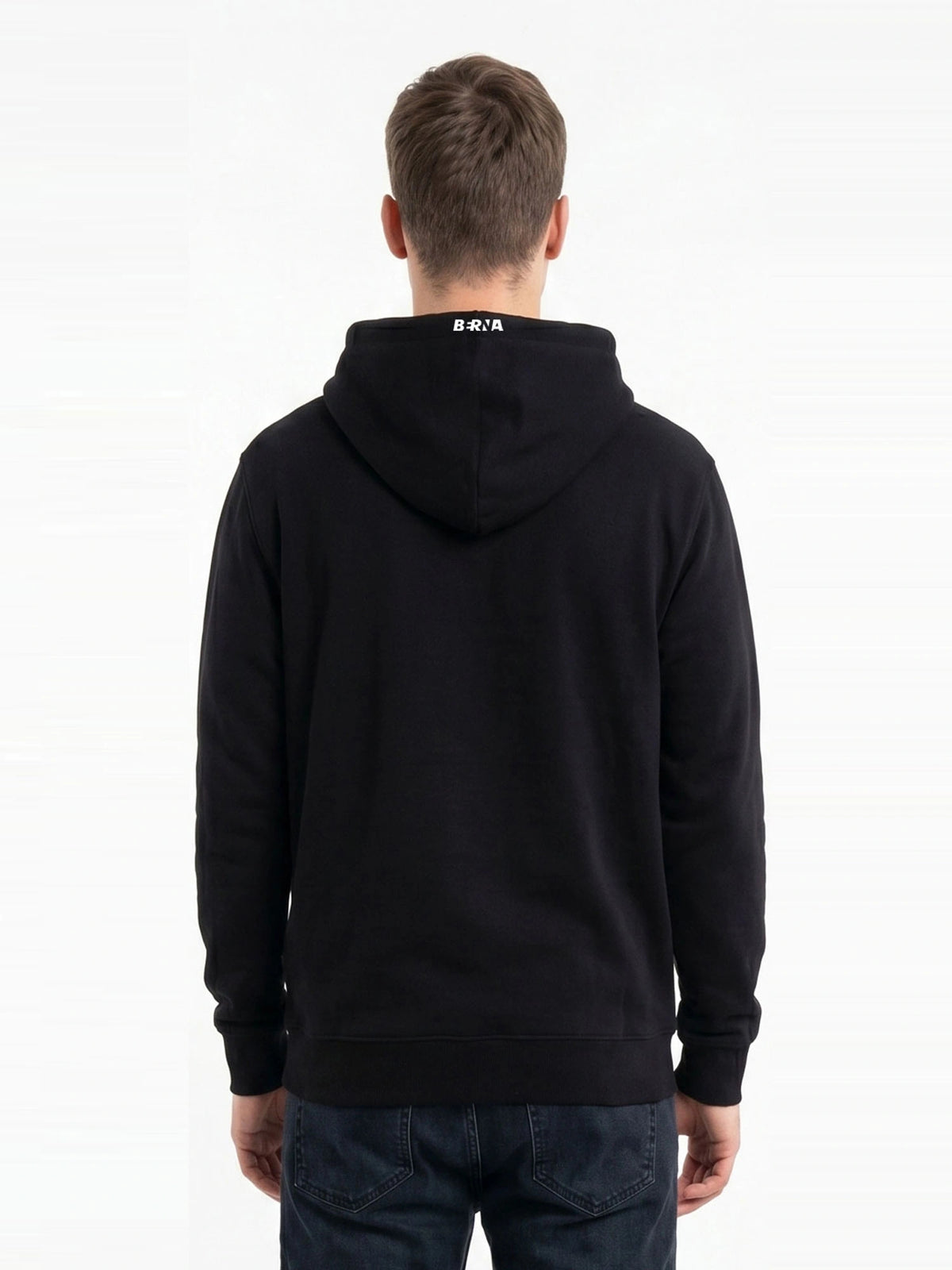 FELPA BASIC CON TASCA A MARSUPIO E LOGO E LACCIO IN CONTRASTO - REGULAR FIT M-262068.NER