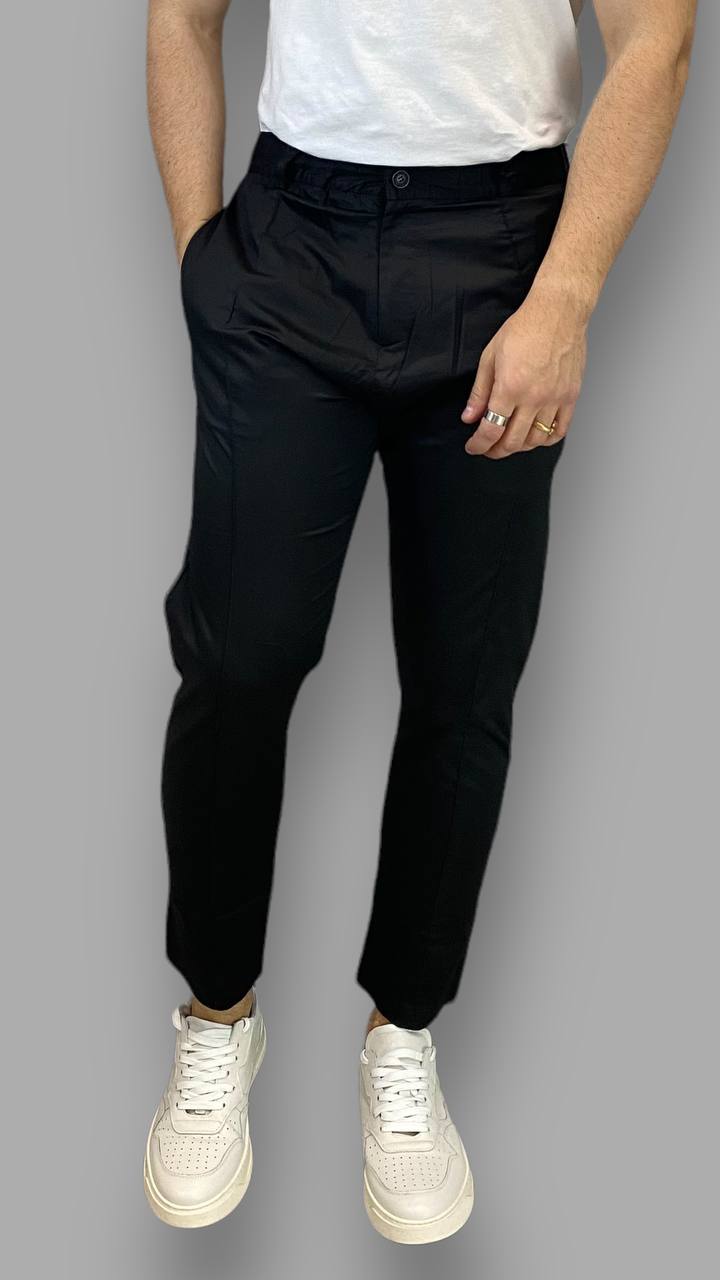 PANTALONE IN FRESCA VISCOSA CON RIGA CENTRALE E COULISSE SUI FIANCHI - SLIM FIT