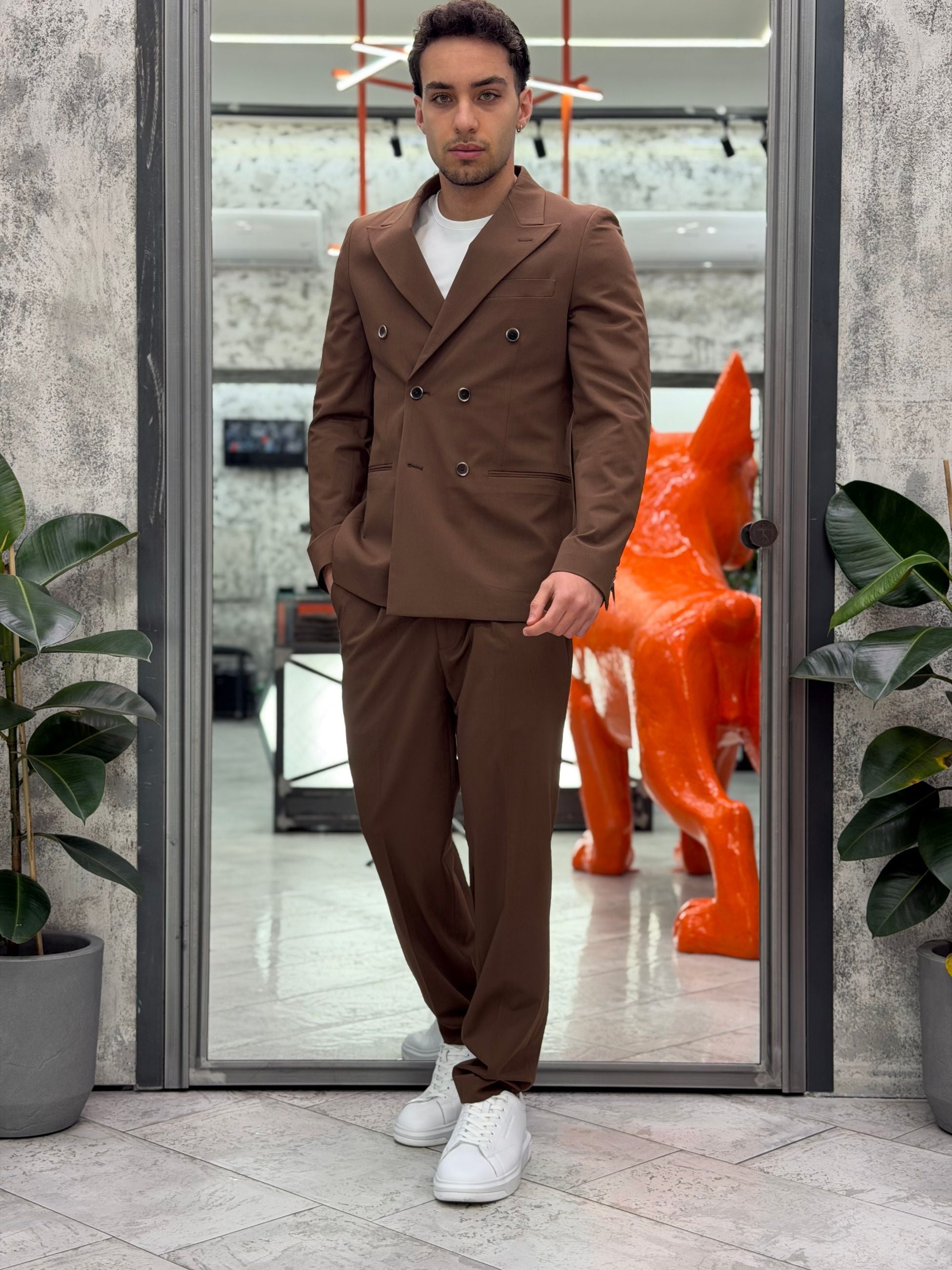ABITO COMPLETO CON GIACCA DOPPIOPETTO E PANTALONE REGULAR ABE48SS.MOK