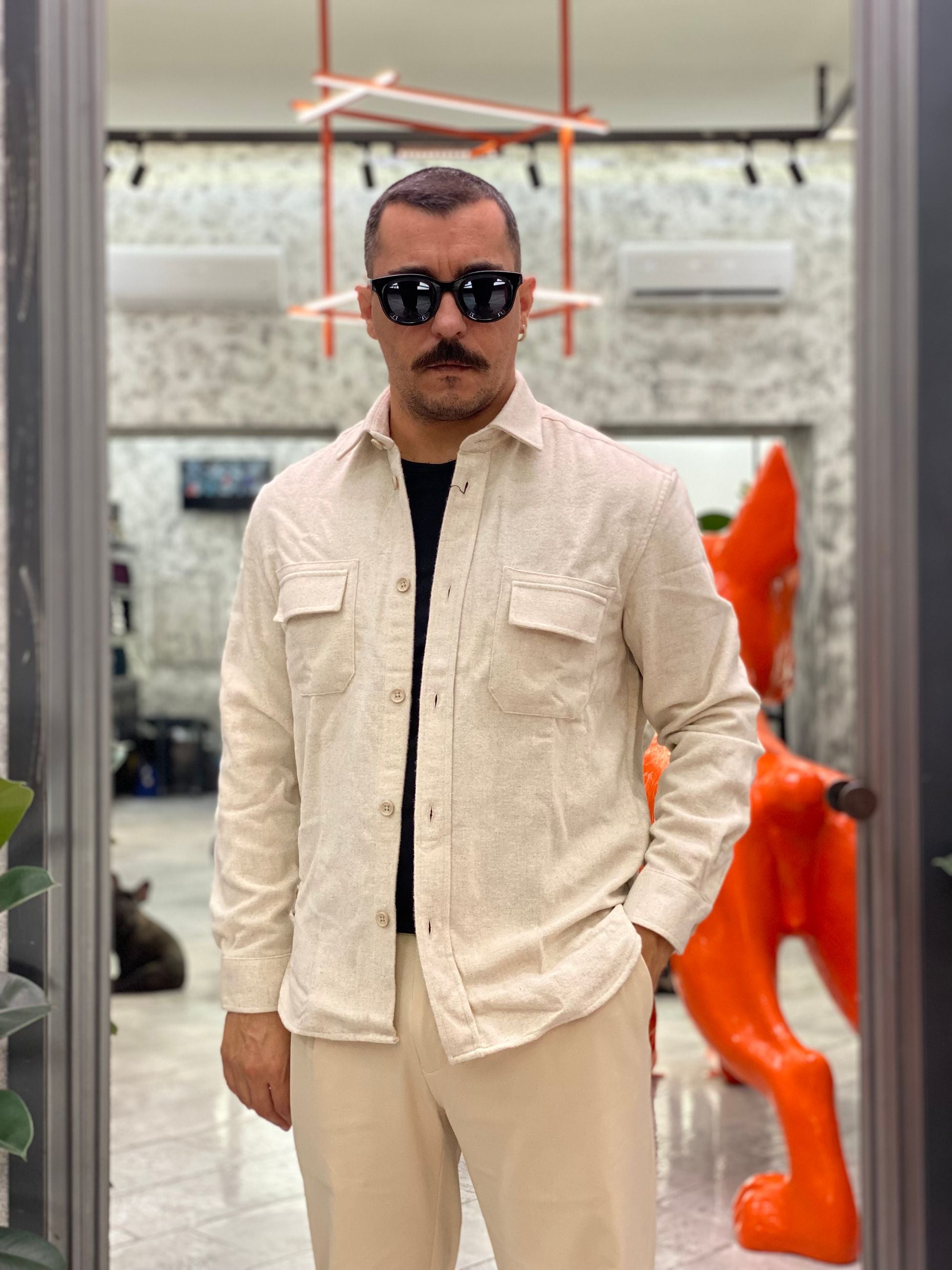 OVERSHIRT IN FLANELLA CON TASCONI - REGULAR FIT CI1064SS.BEI