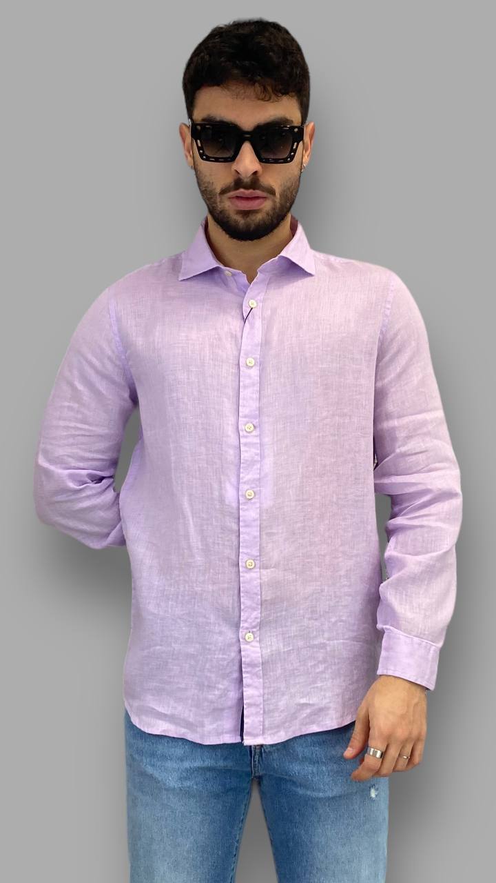 CAMICIA BASIC IN 100%LINO CON COLLO ALLA FRANCESE - REGULAR FIT / + COLORI