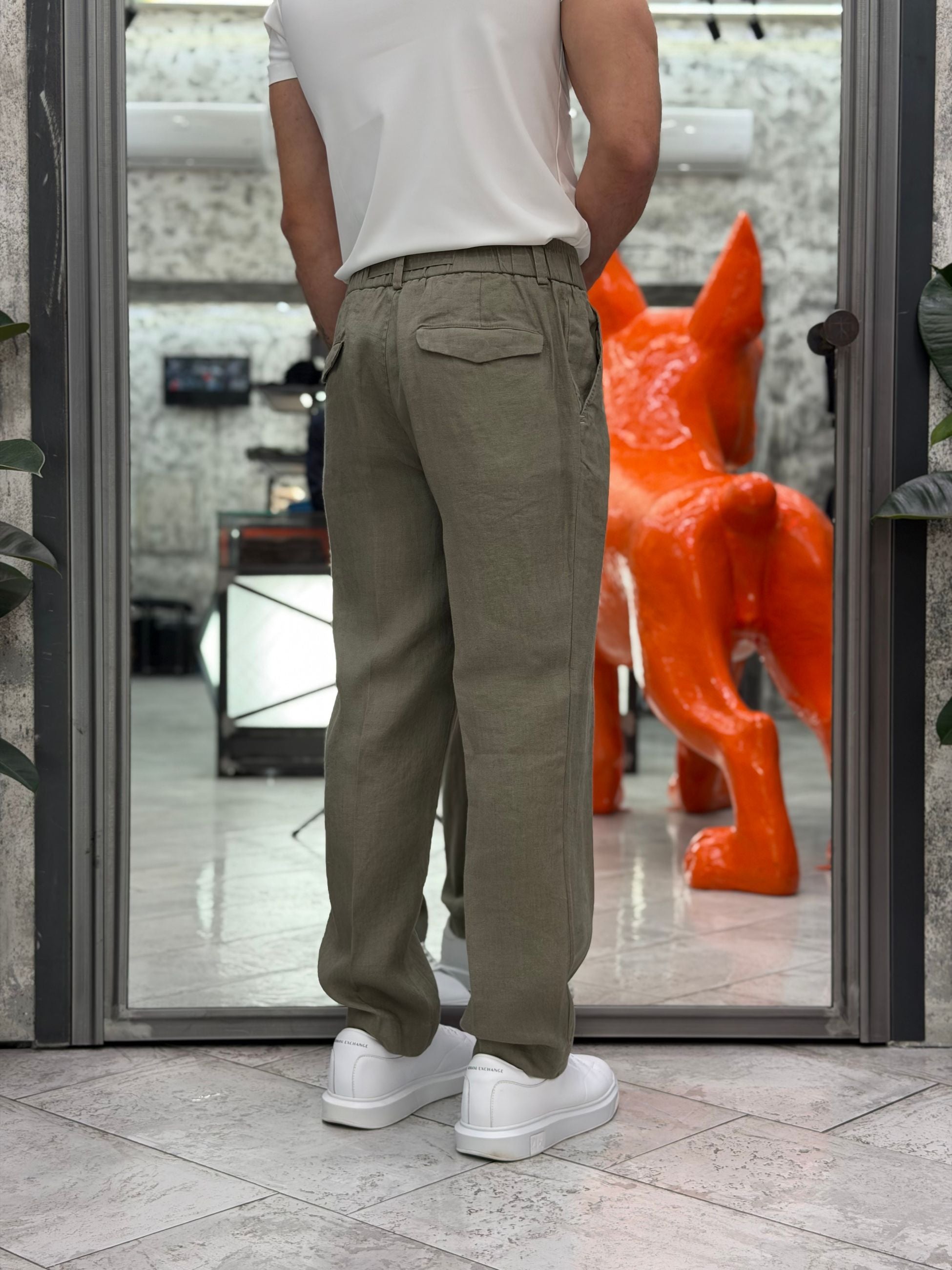 PANTALACCIO IN 100% LINO TASCA AMERICA CON PINCE - REGULAR FIT PSE1527SS.MIL