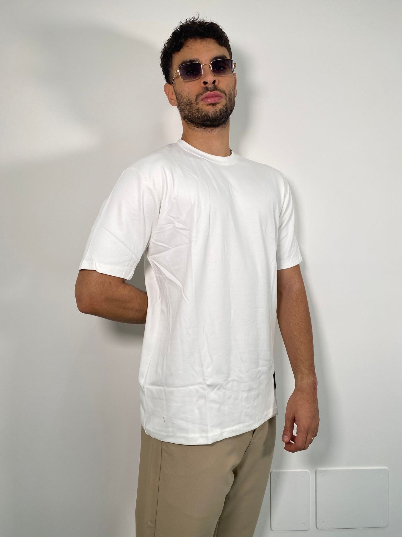 T-SHIRT BASIC ELASTICIZZATA IN MISTO COTONE/VISCOSA - OVERSIZE FIT