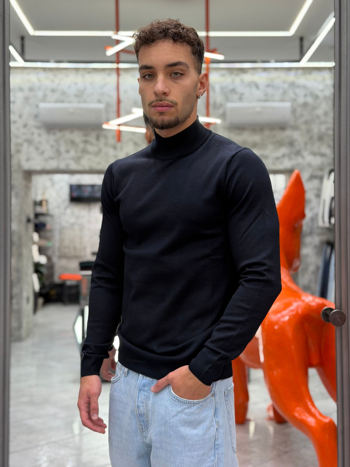 MAGLIA LUPETTO BASIC IN MORBIDA VISCOSA - REGULAR FIT MI3333SS.BLU