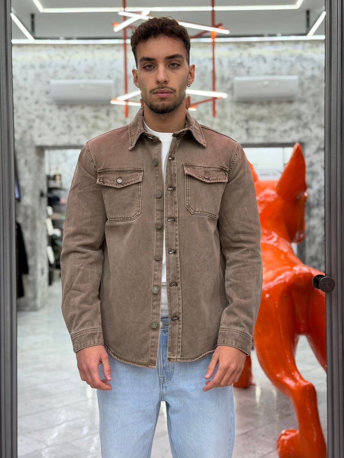 OVERSHIRT IN JEANS CON TASCHE A TOPPA E BOTTONI IN METALLO - REGULAR FIT GL2555YH.COF