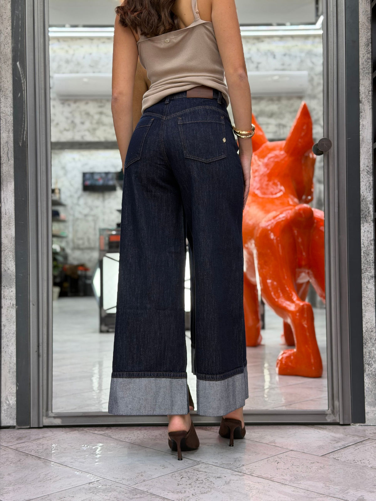 JEANS PALOMA ZERO WASH CON MEGA RISVOLTO - PALAZZO FIT GLD6060Q