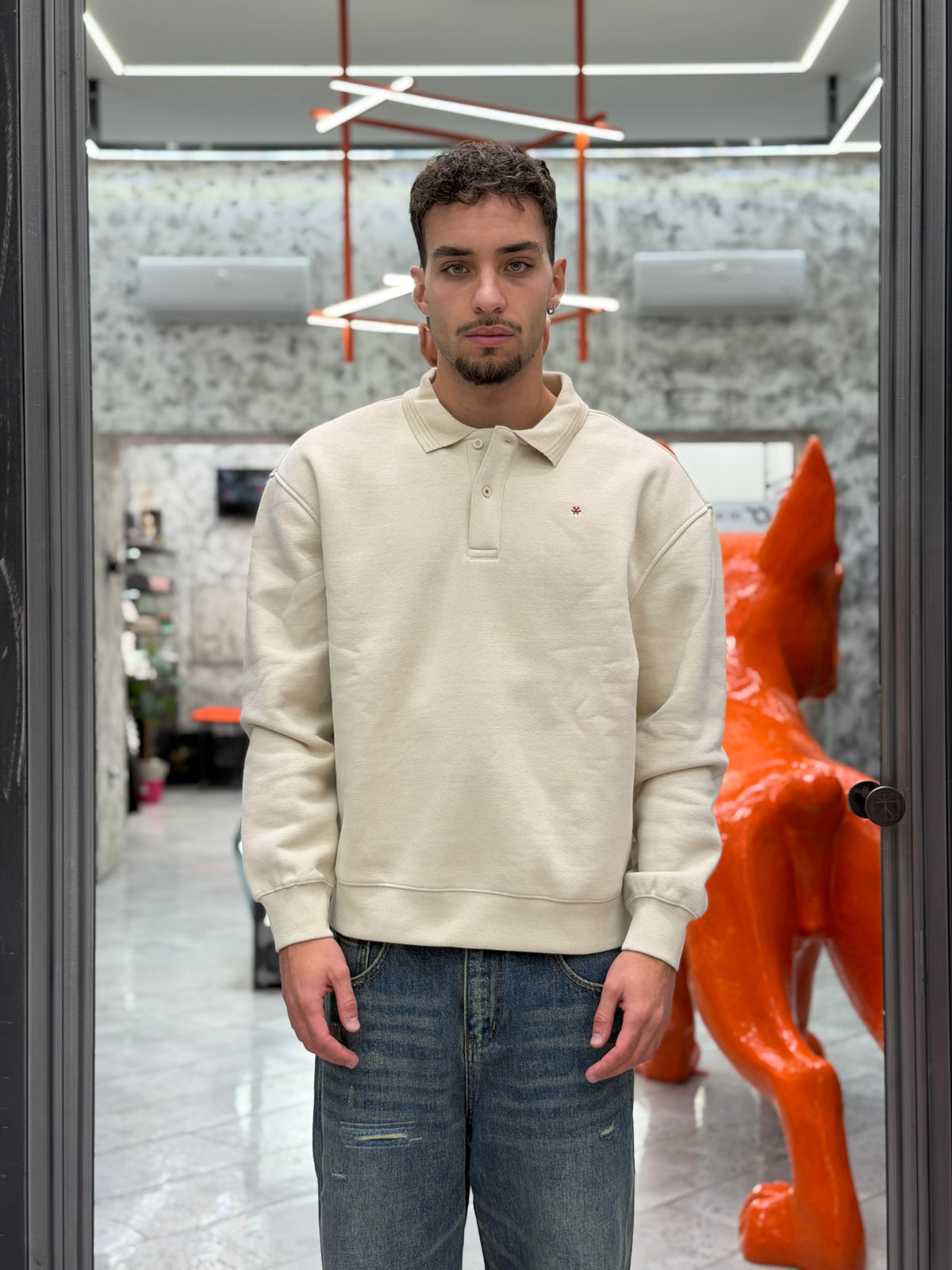 POLO FELPA VALENCIA CON RICAMO LATO CUORE - RELAXED FIT 10067914.BEI