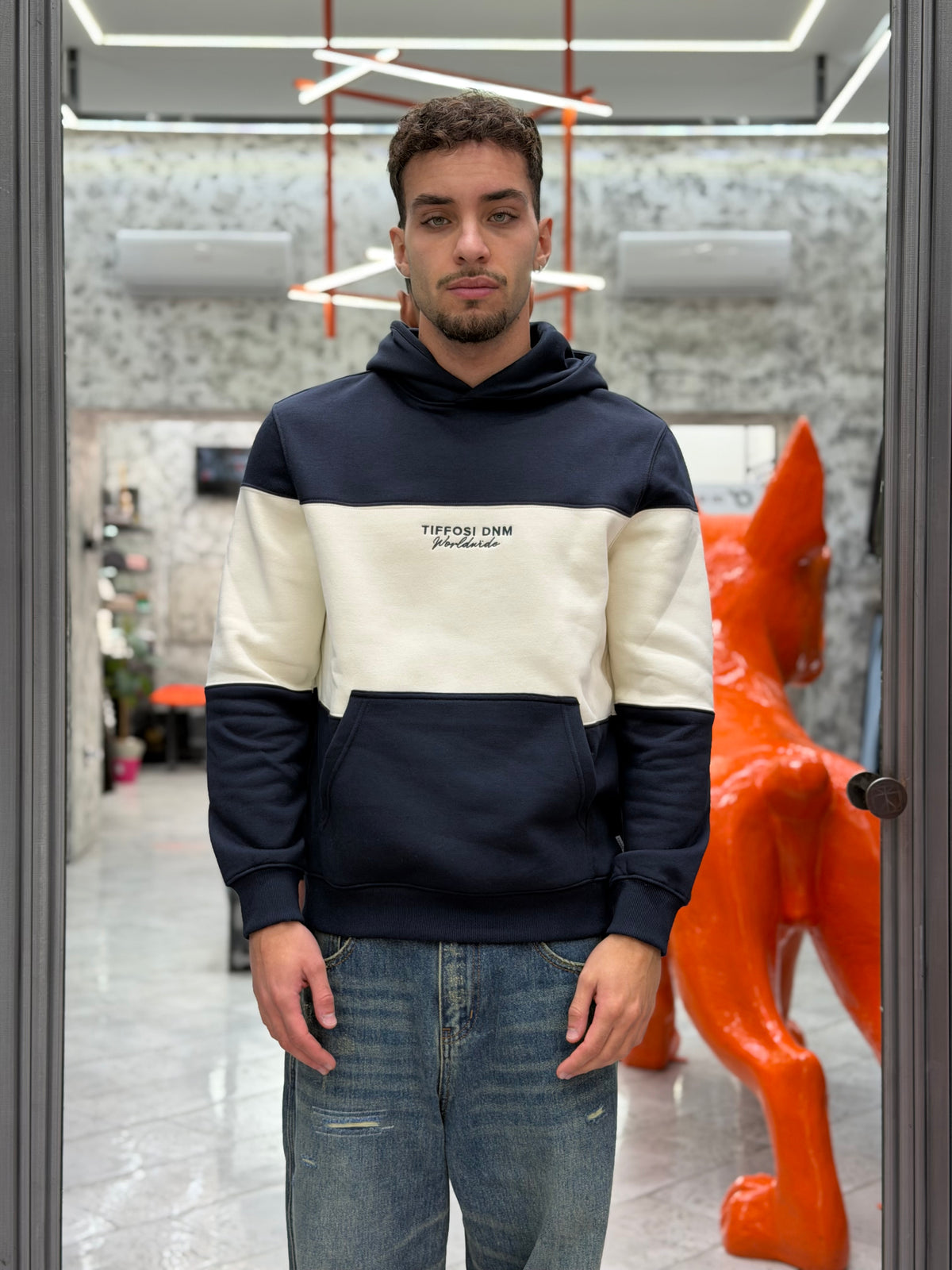 FELPA FINLEY MAXI RIGHE CON LOGO FRONTALE - COMFORT FIT 10067863.BLU