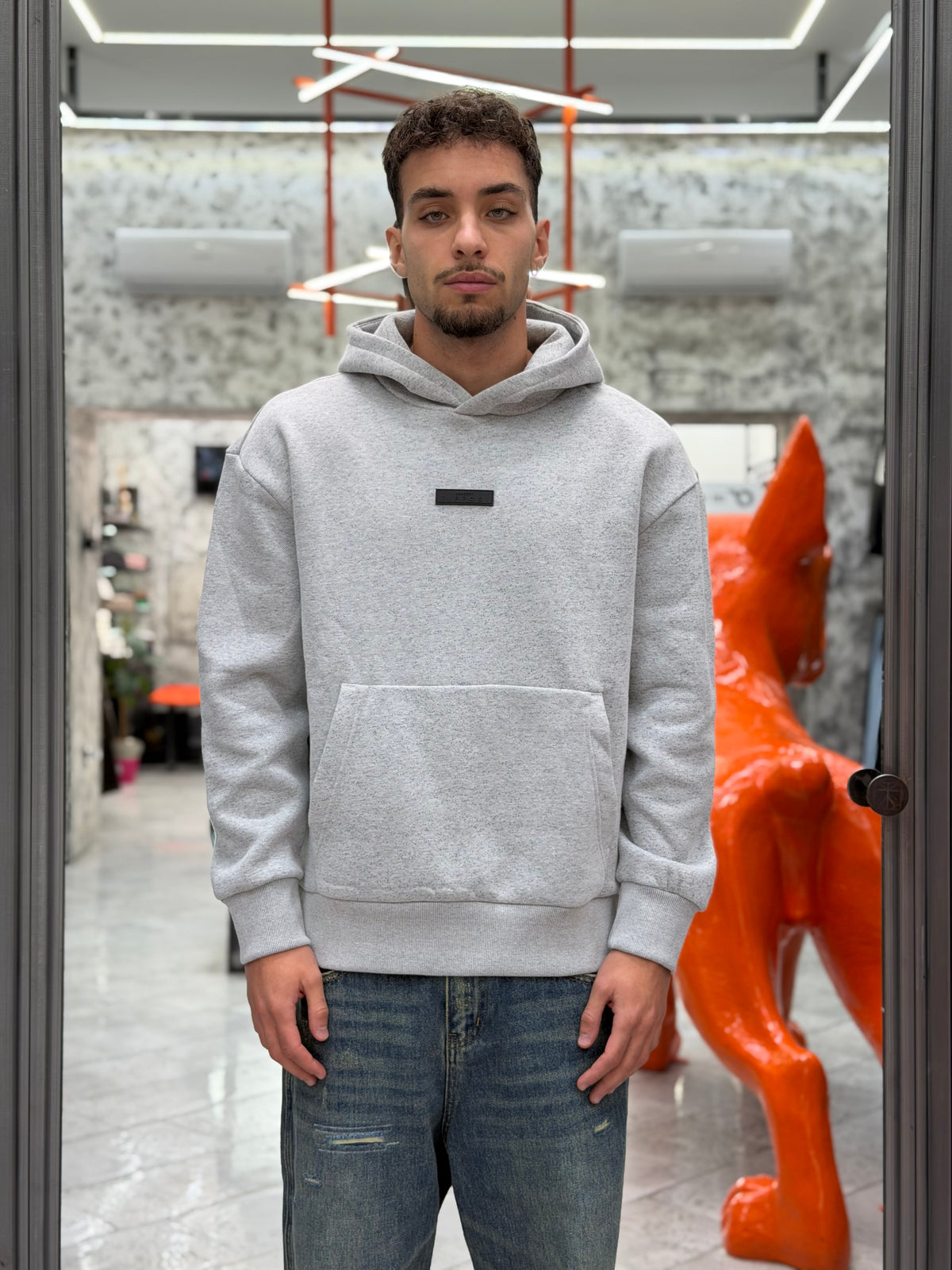FELPA RAMON CON CAPPUCCIO E LOGO FRONTALE E STAMPA SUL RETRO - RELAXED FIT 10068133