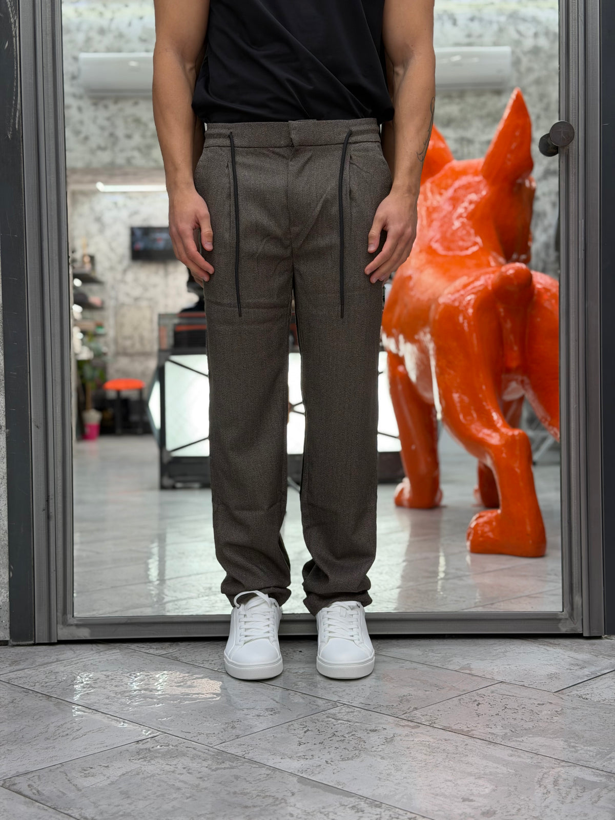 PANTALACCIO CHINO_H114 IN TESSUTO EFFETTO SPIGATO - RELAXED FIT 10068956