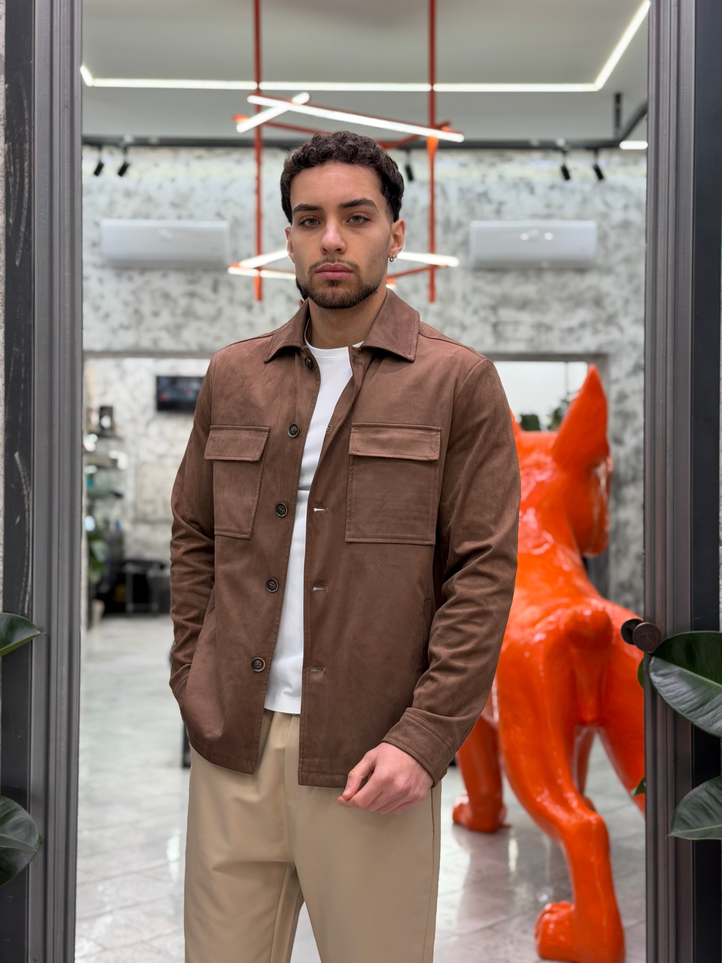 GIUBBINO IN ECORENNA MODELLO OVERSHIRT CON TASCHE APPLICATE - REGULAR FIT GL9827.MOR