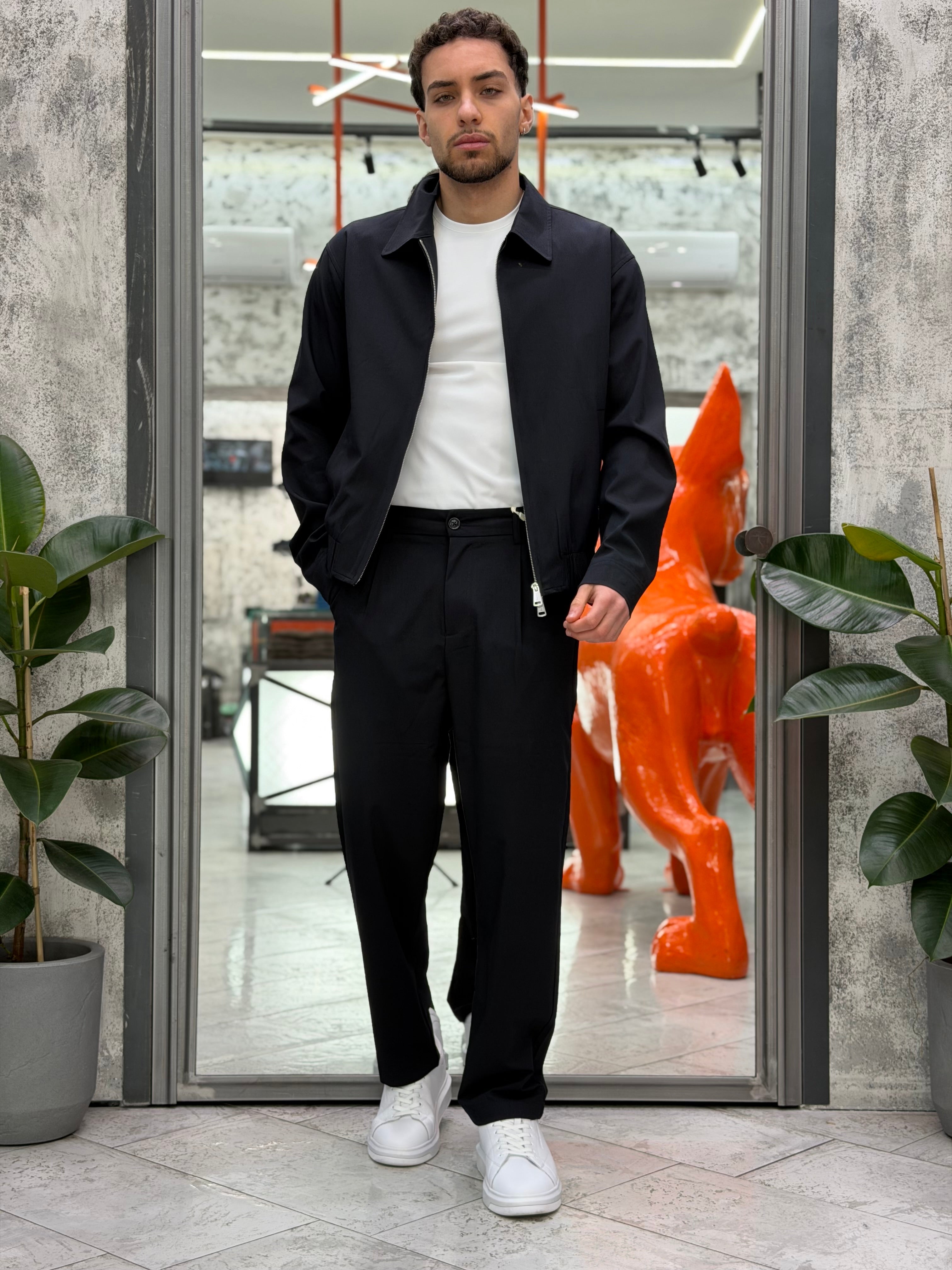 PANTALONE DA COMPLETO TASCA AMERICA IN TESSUTO ELEGANTE CON PINCE E COULISSE - RELAXED FIT GL9843.BLU