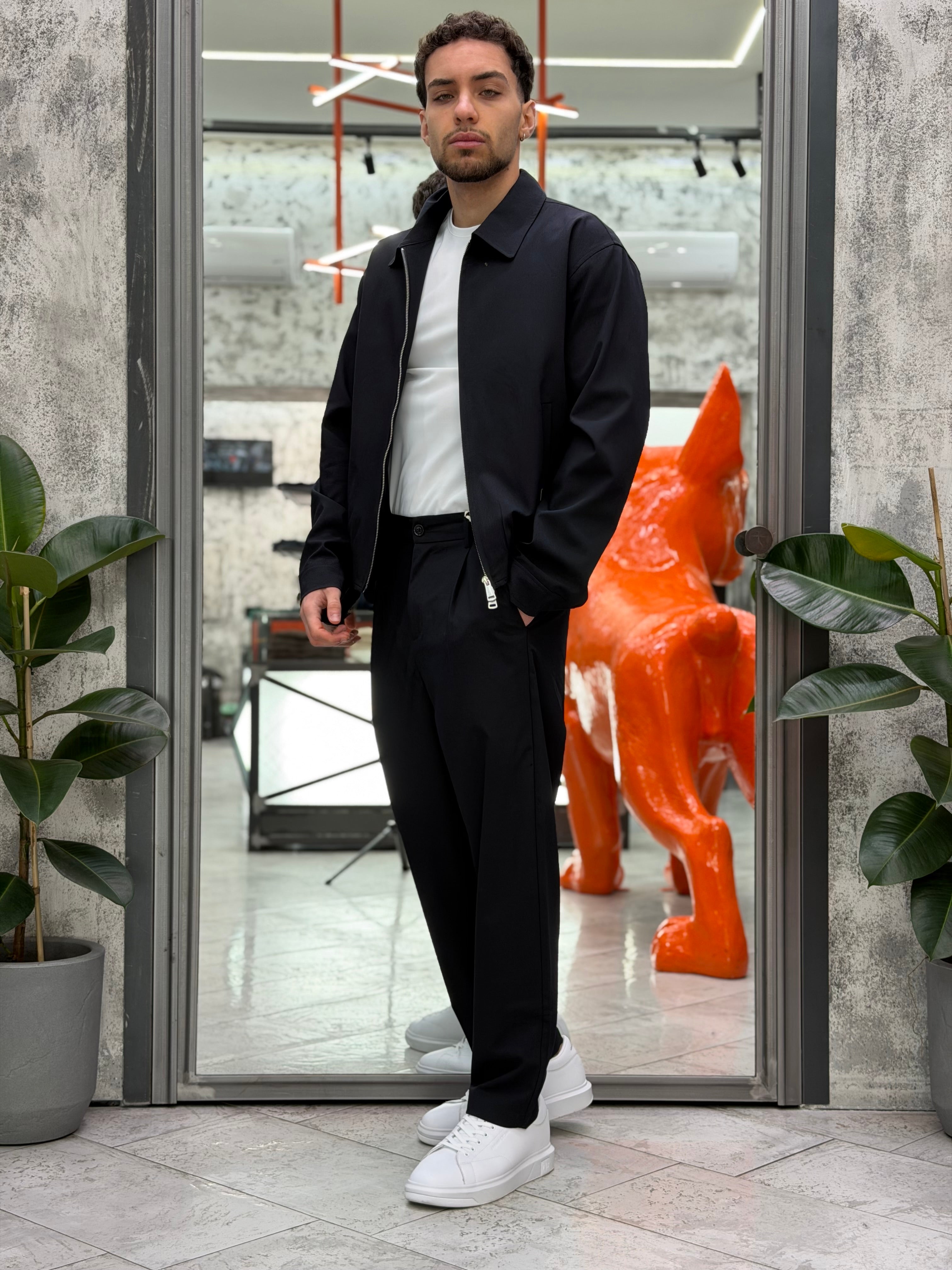 PANTALONE DA COMPLETO TASCA AMERICA IN TESSUTO ELEGANTE CON PINCE E COULISSE - RELAXED FIT GL9843.BLU