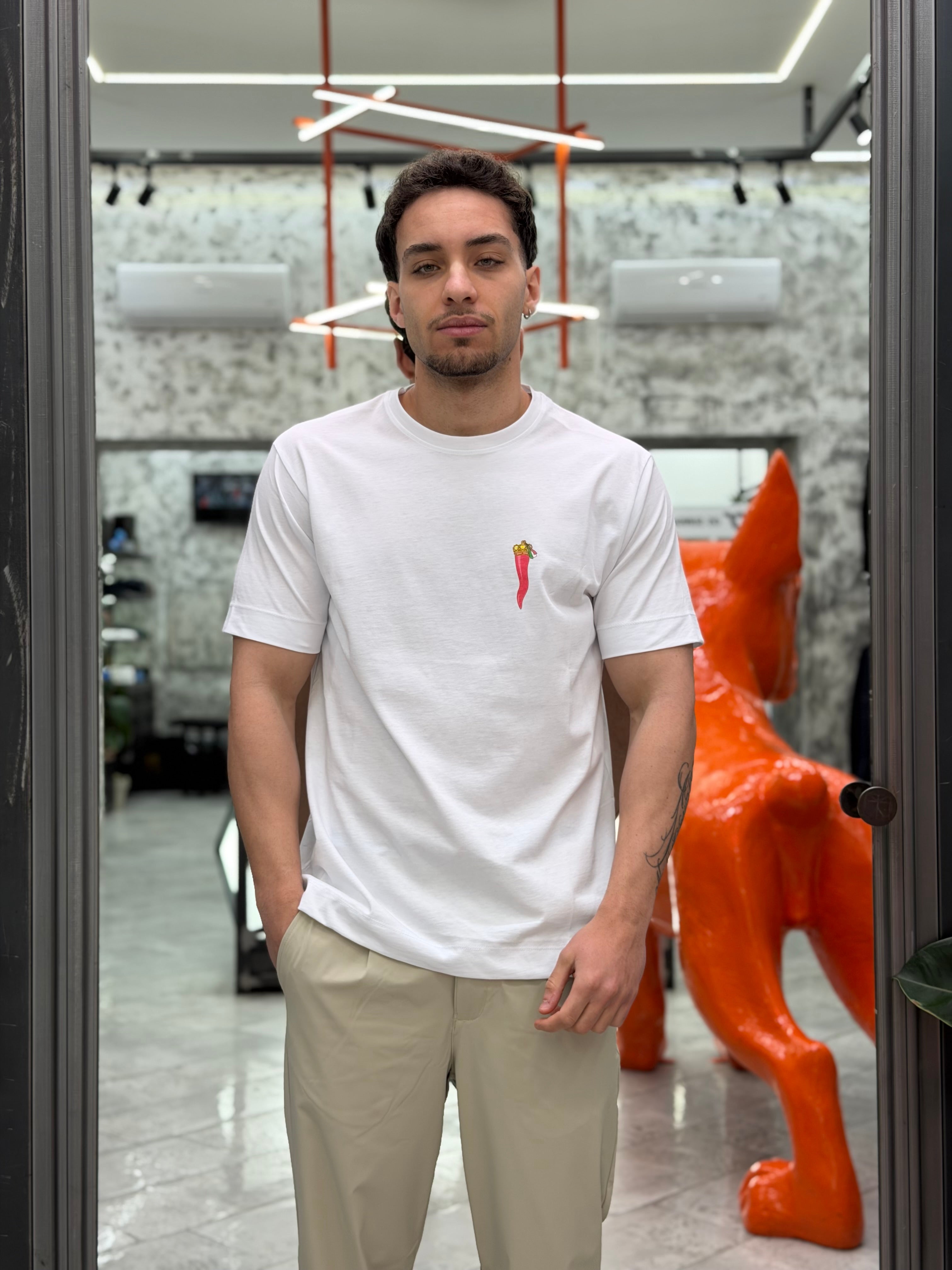 T-SHIRT IN PURO COTONE CON STAMPA NEAPOLITAN AMULET - REGULAR FIT M-261175