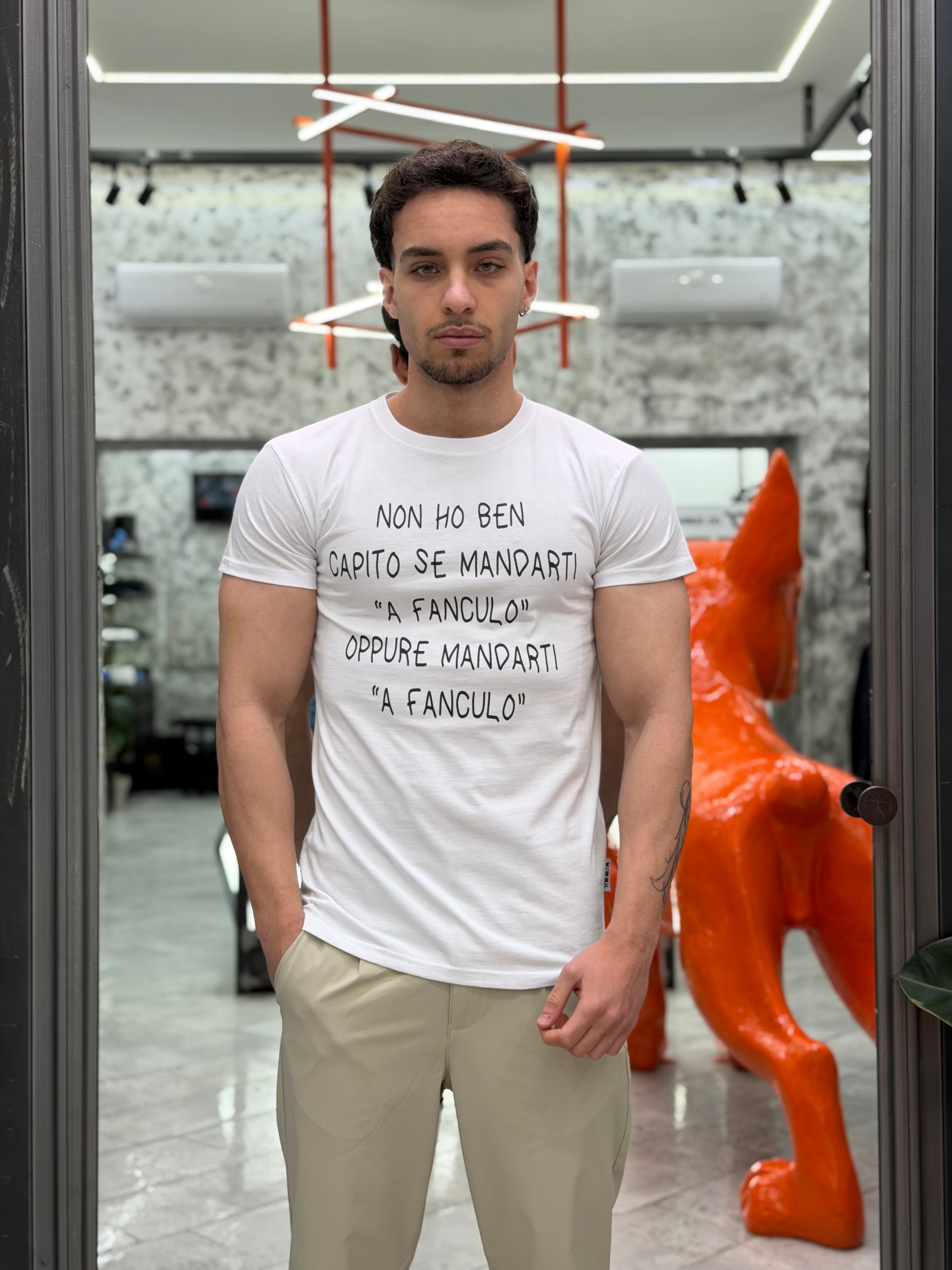 T-SHIRT IN PURO COTONE CON STAMPA FU*K - REGULAR FIT M-261100