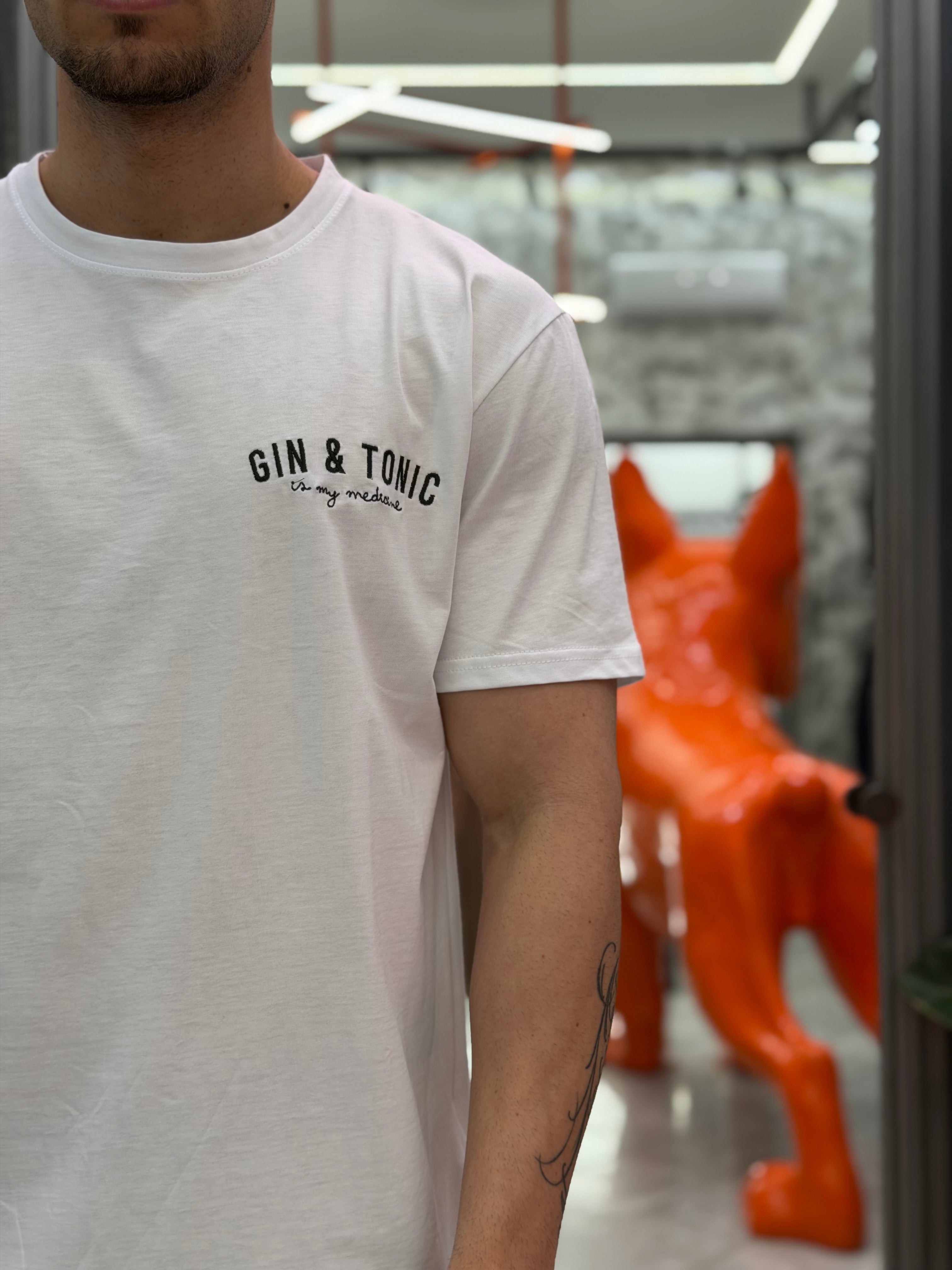 T-SHIRT IN PURO COTONE CON RICAMO GIN & TONIC LATO CUORE - REGULAR FIT M-261075