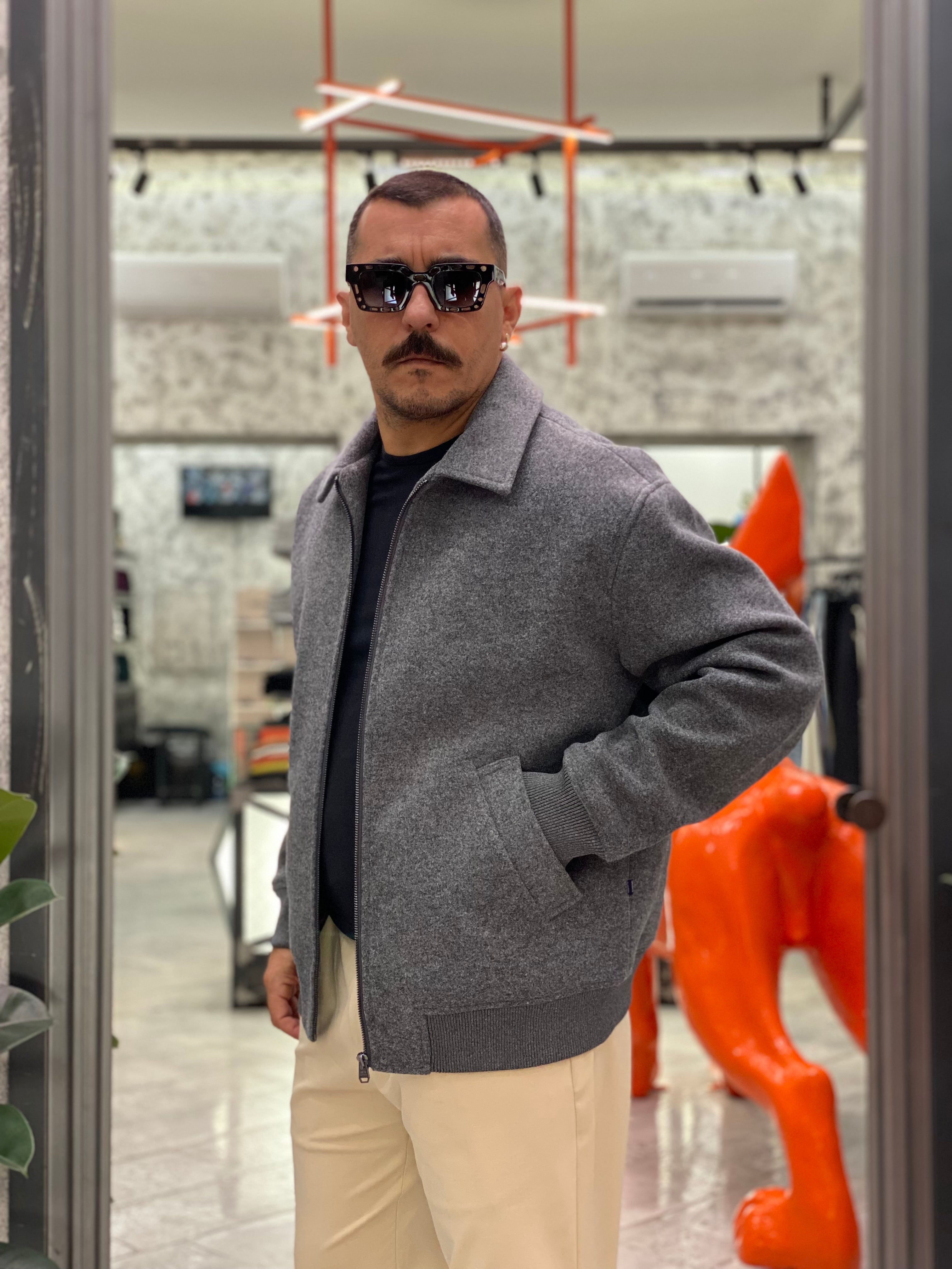 GIUBBINO PERCUT MODELLO COLLEGE IN FLANELLA - REGULAR FIT 10062569.GRI