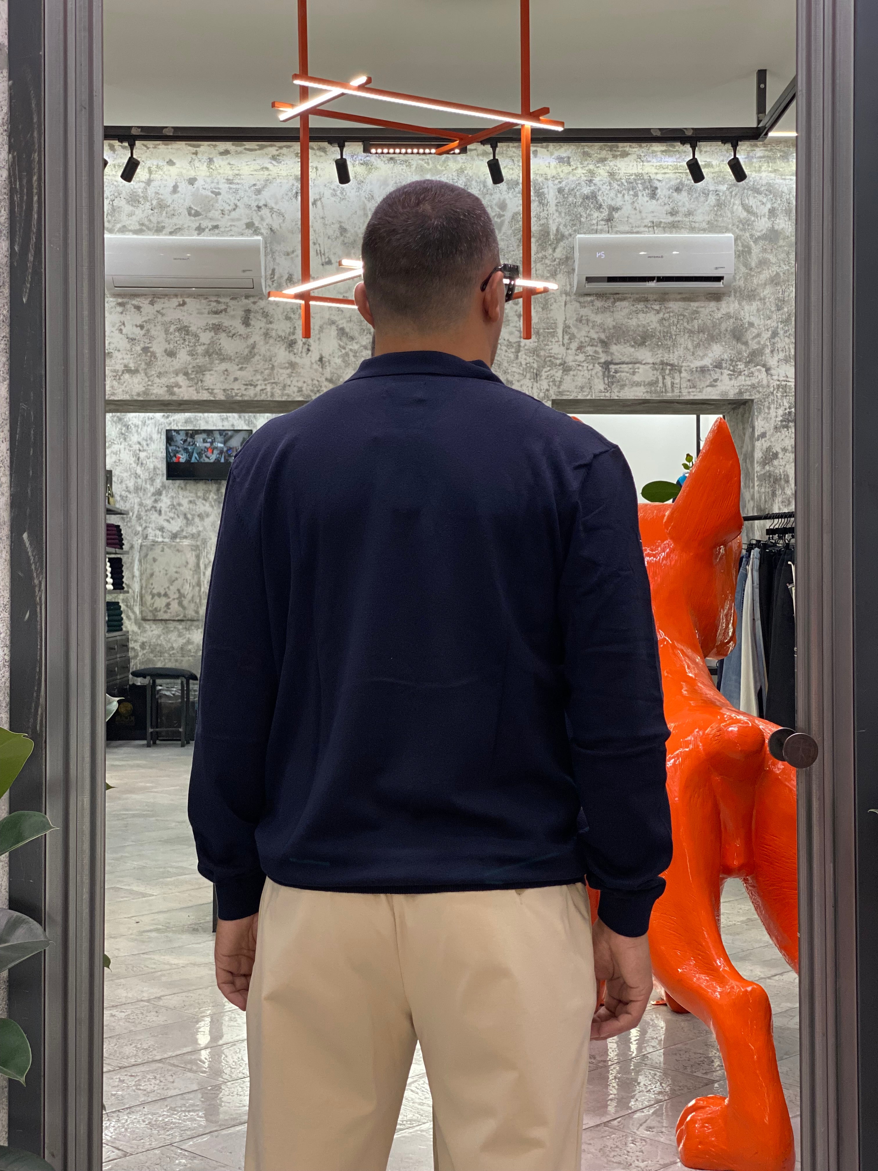 POLO JULIUS MANICA LUNGA CON SCOLLO MEZZA ZIP - REGULAR FIT 10062083.BLU