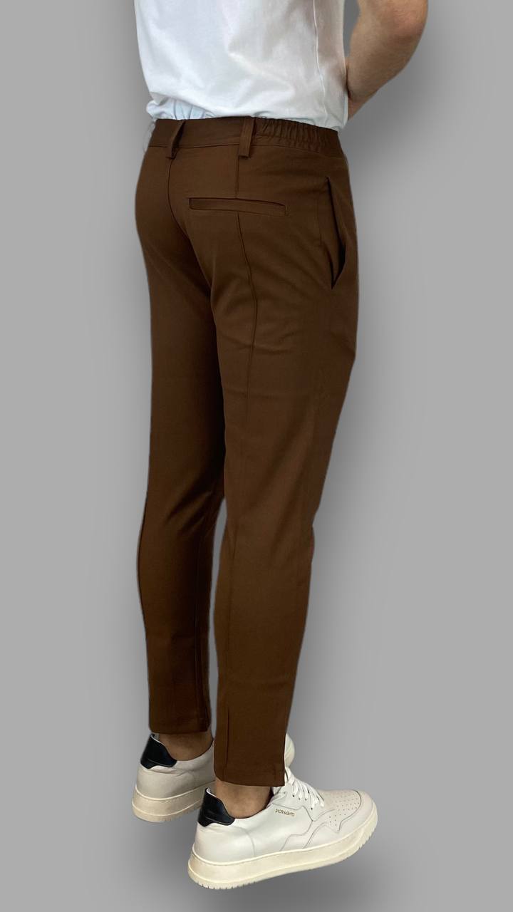 PANTALONI IN VISCOSA CON RIGA CENTRALE E COULISSE SUI FIANCHI - SLIM FIT