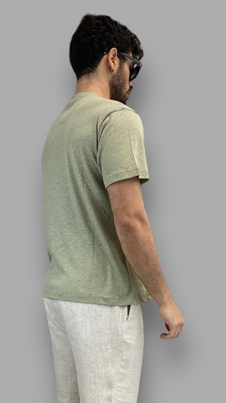 T-SHIRT BASIC IN MISTO COTONE/LINO - REGULAR FIT