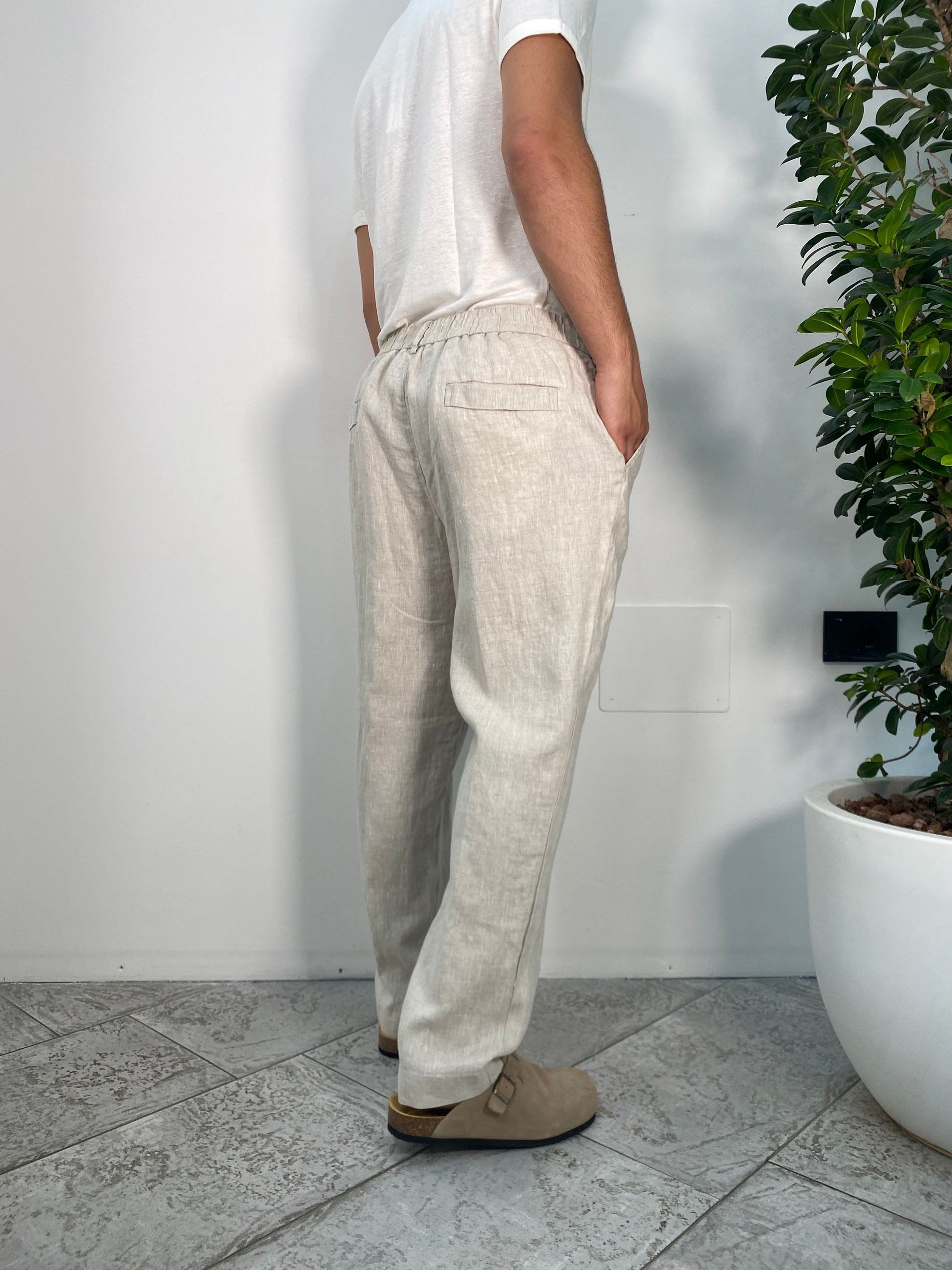 PANTALACCIO IN MISTO LINO/COTONE CON COULISSE - REGULAR FIT PSE1412SS.BEI