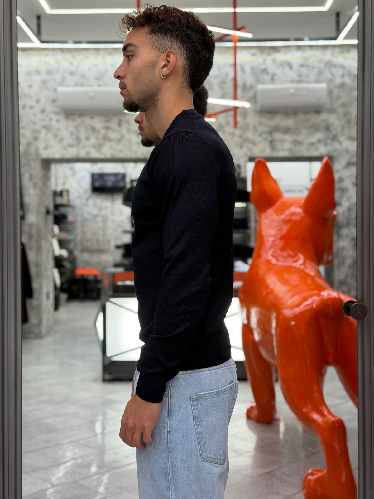 MAGLIA GIROCOLLO BASIC IN MORBIDA VISCOSA - REGULAR FIT MI3330SS.BLU