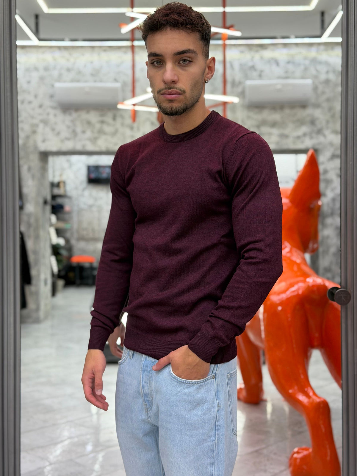 MAGLIA GIROCOLLO BASIC IN MORBIDA VISCOSA - REGULAR FIT MI3330SS.BOR