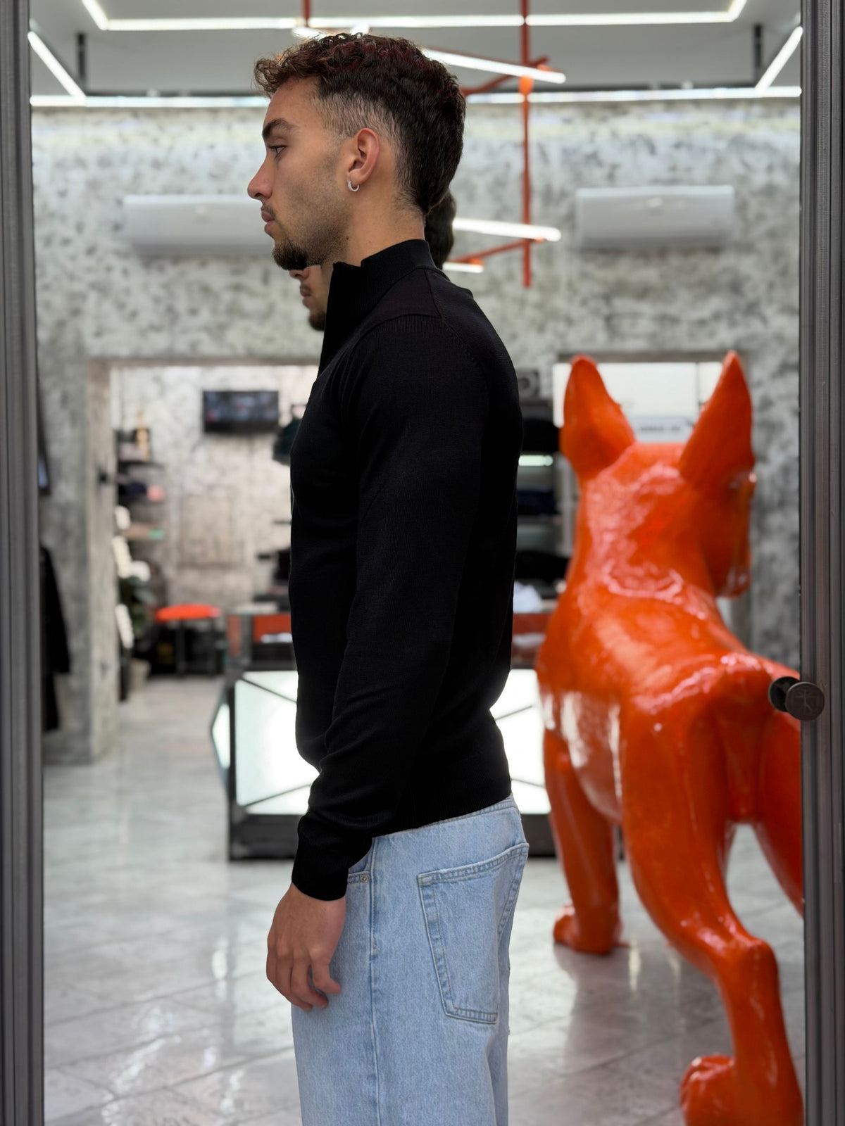 MAGLIA MEZZA ZIP BASIC IN MORBIDA VISCOSA - REGULAR FIT MI3371SS.NER