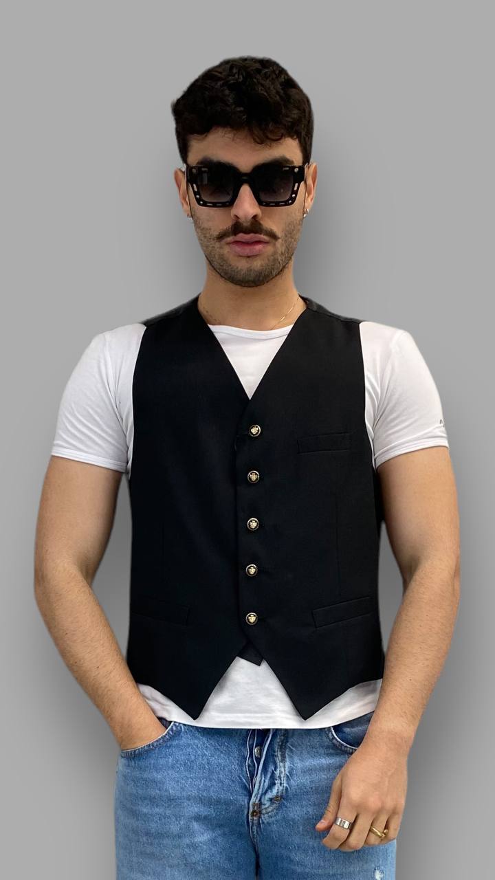 GILET DA ABITO CON BOTTONI GIOIELLO - SLIM FIT