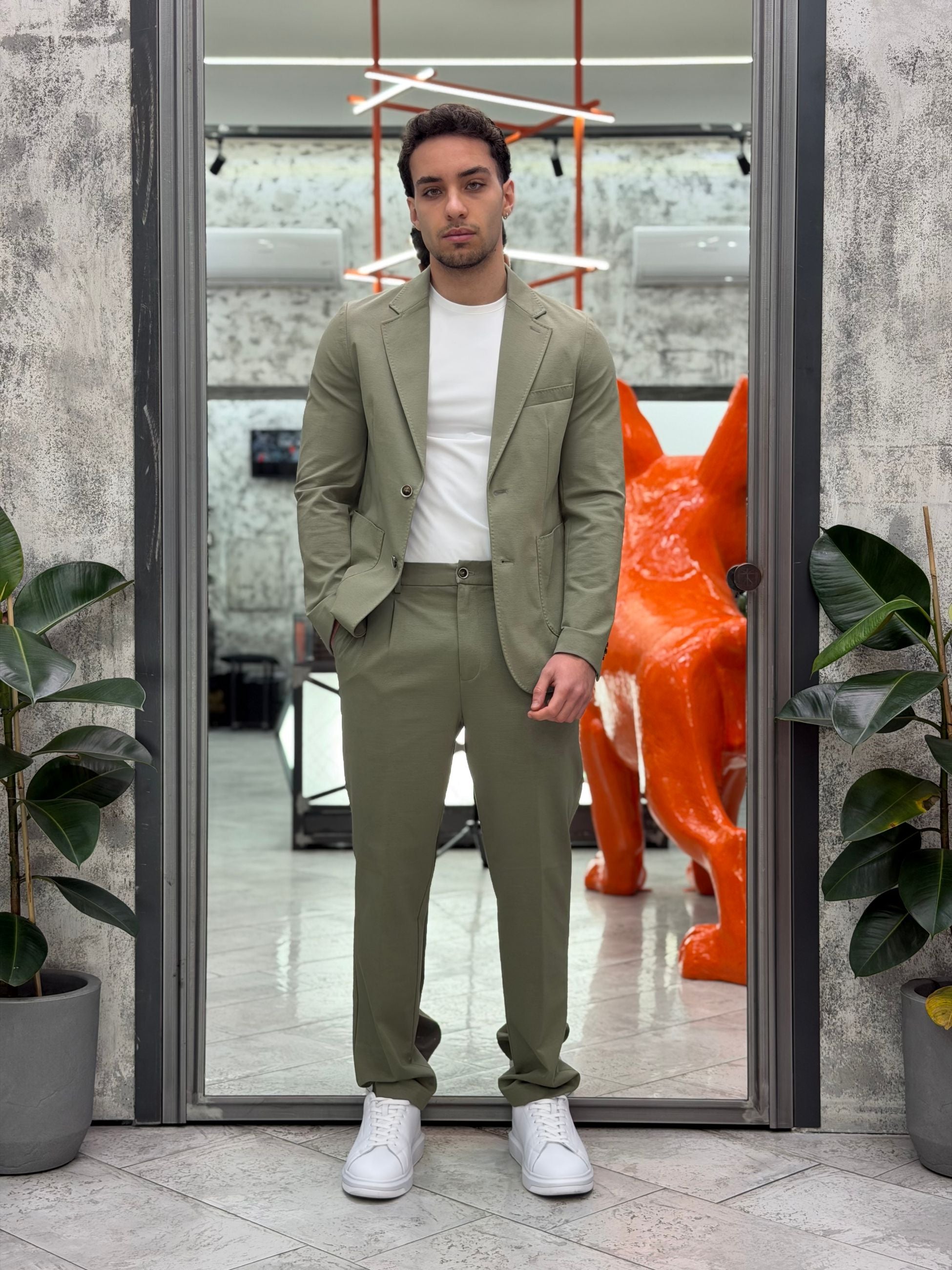 PANTALONE DA COMPLETO TASCA AMERICA CON COULISSE IN TESSUTO PUNTO MILANO ELASTICIZZATO - REGULAR FIT PSE1501SS.SAL