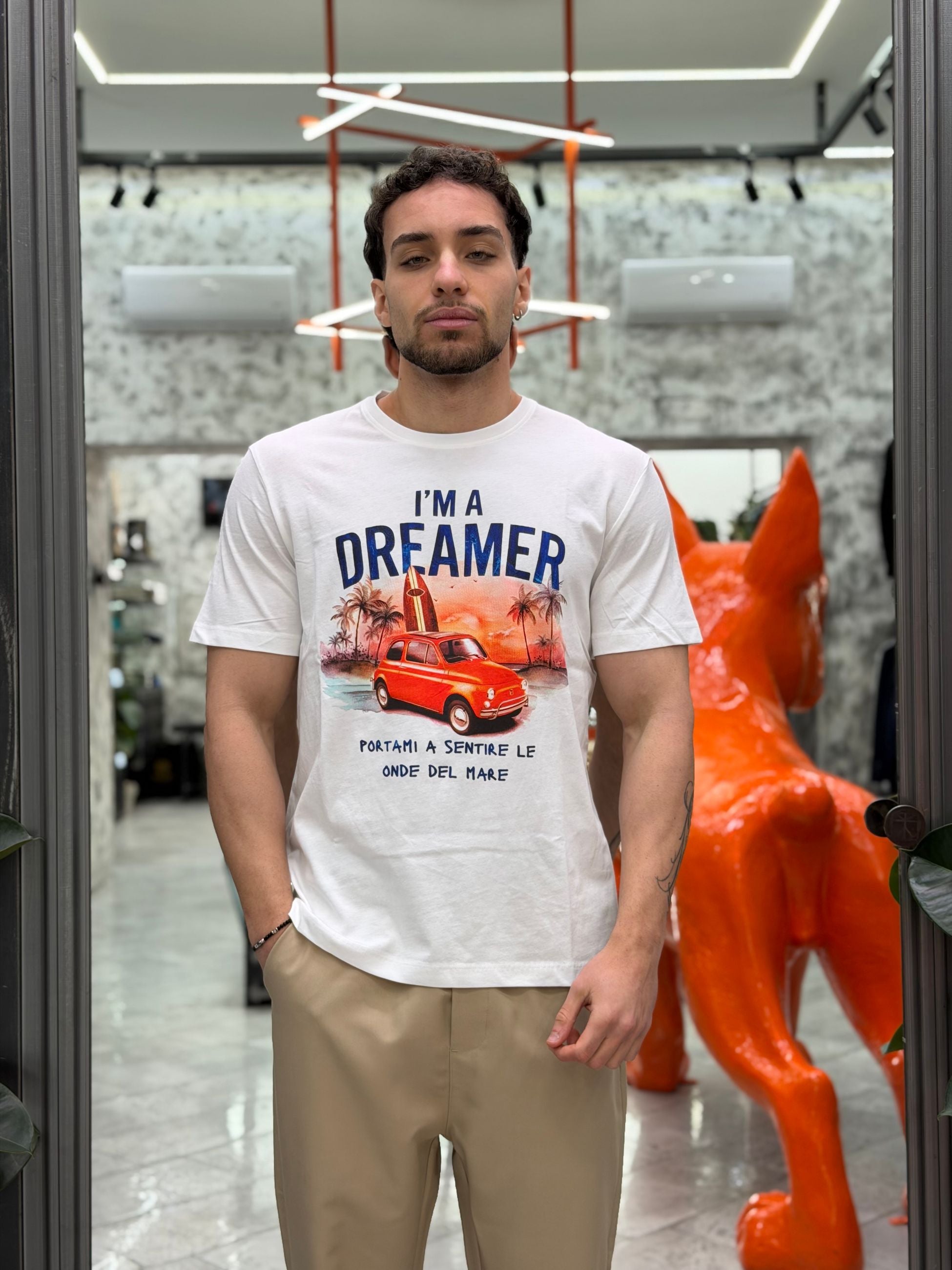 T-SHIRT IN 100% COTONE CON STAMPA 500 "I'M A DREAMER" - REGULAR FIT 26S40TG