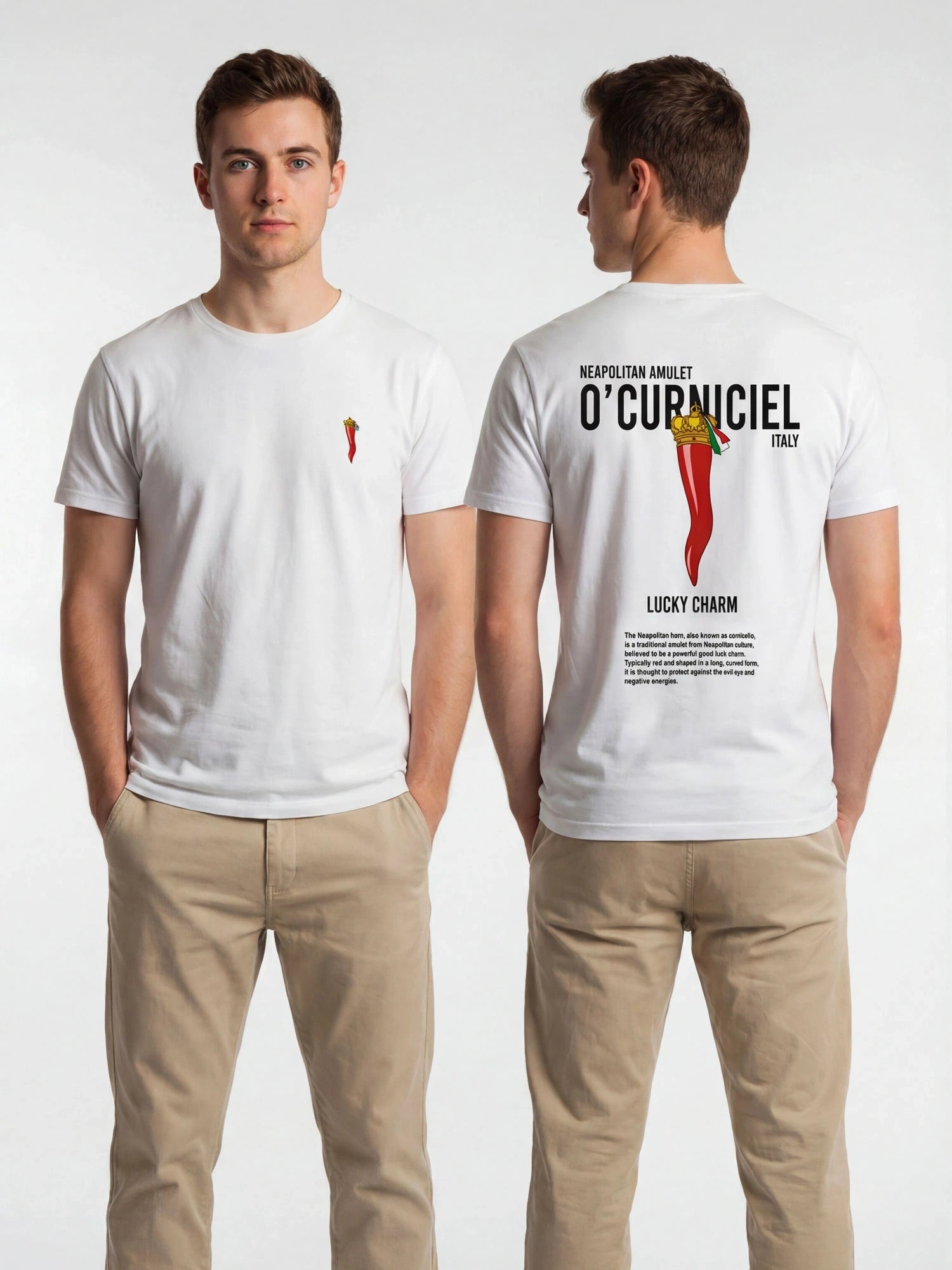 T-SHIRT IN PURO COTONE CON STAMPA NEAPOLITAN AMULET - REGULAR FIT M-261175