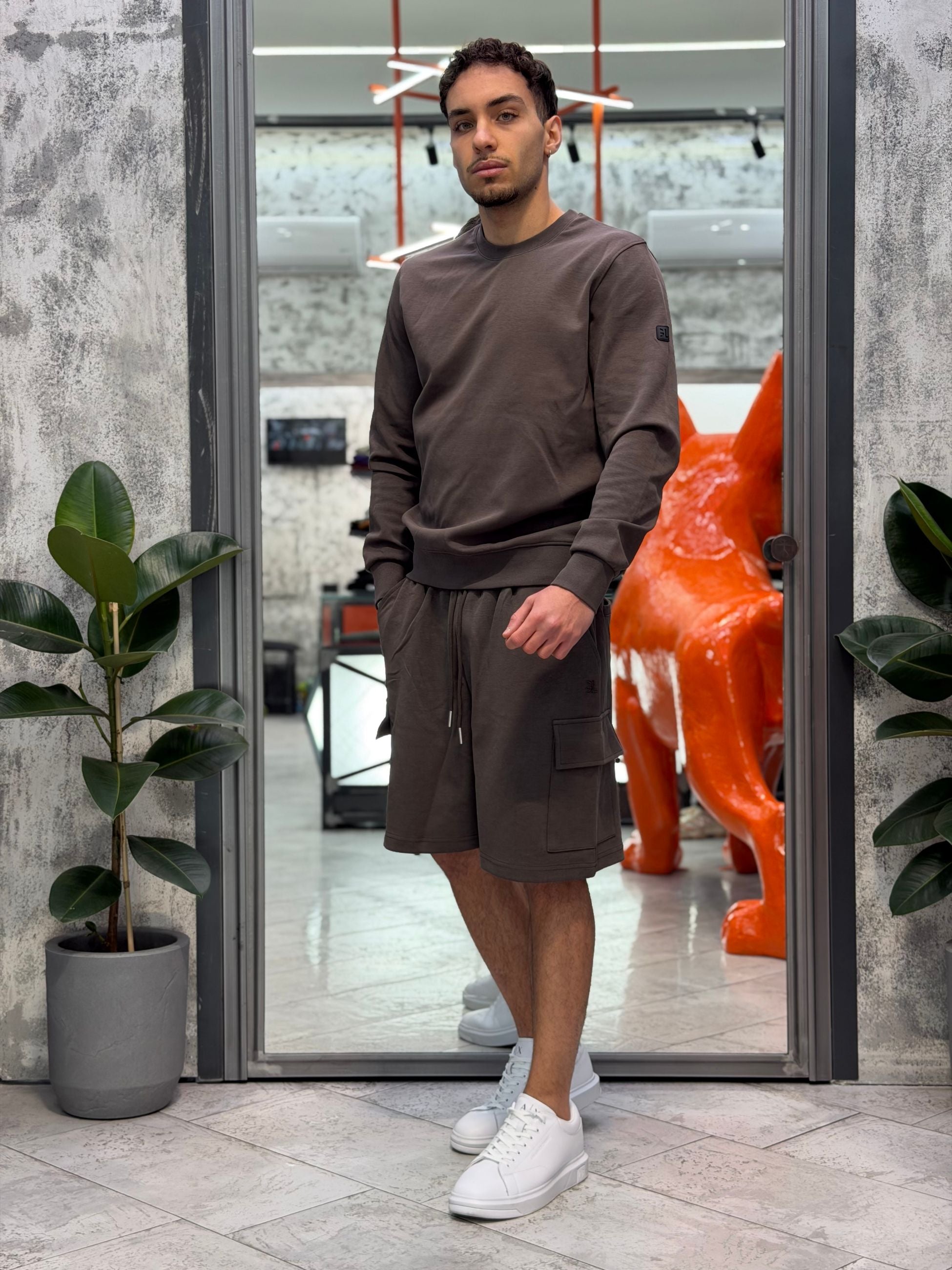 BERMUDA CARGO IN FELPA CON LACCIO IN VITA - REGULAR FIT GL2177F-S26.MOR