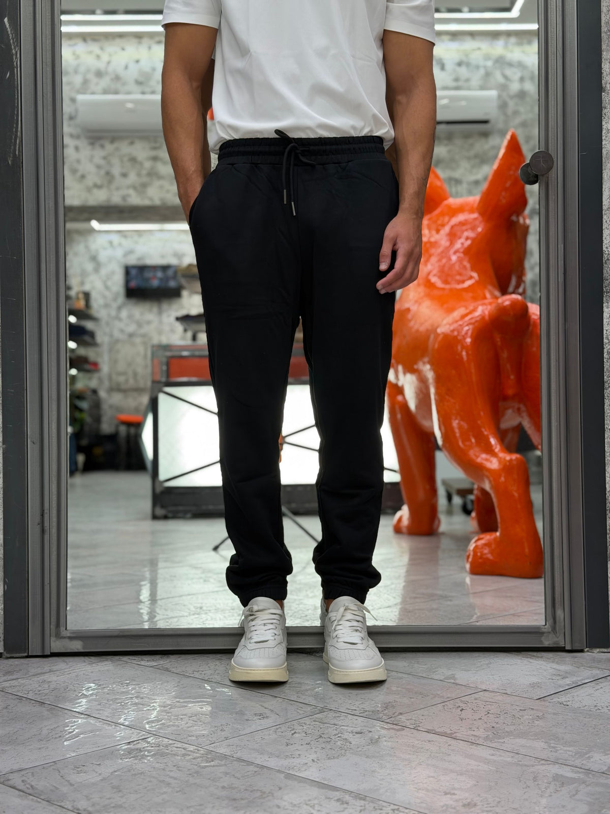 PANTALONE TUTA DA COMPLETO CON ELASTICO IN VITA E AL FONDO - REGULAR FIT GL2245F-F26.NER