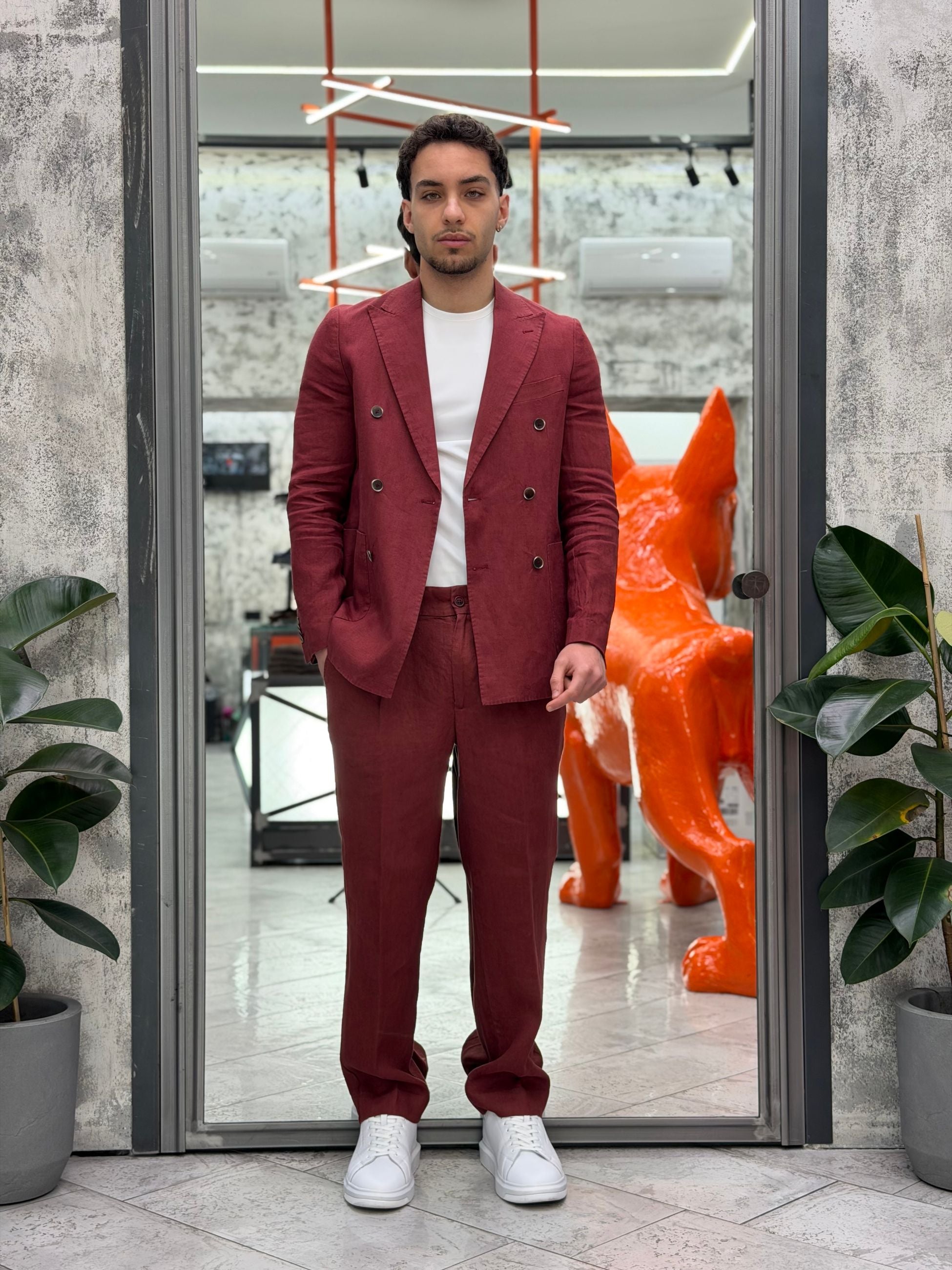 PANTALACCIO IN 100% LINO DA COMPLETO TASCA AMERICA CON PINCE - REGULAR FIT PSE1527SS.TCO