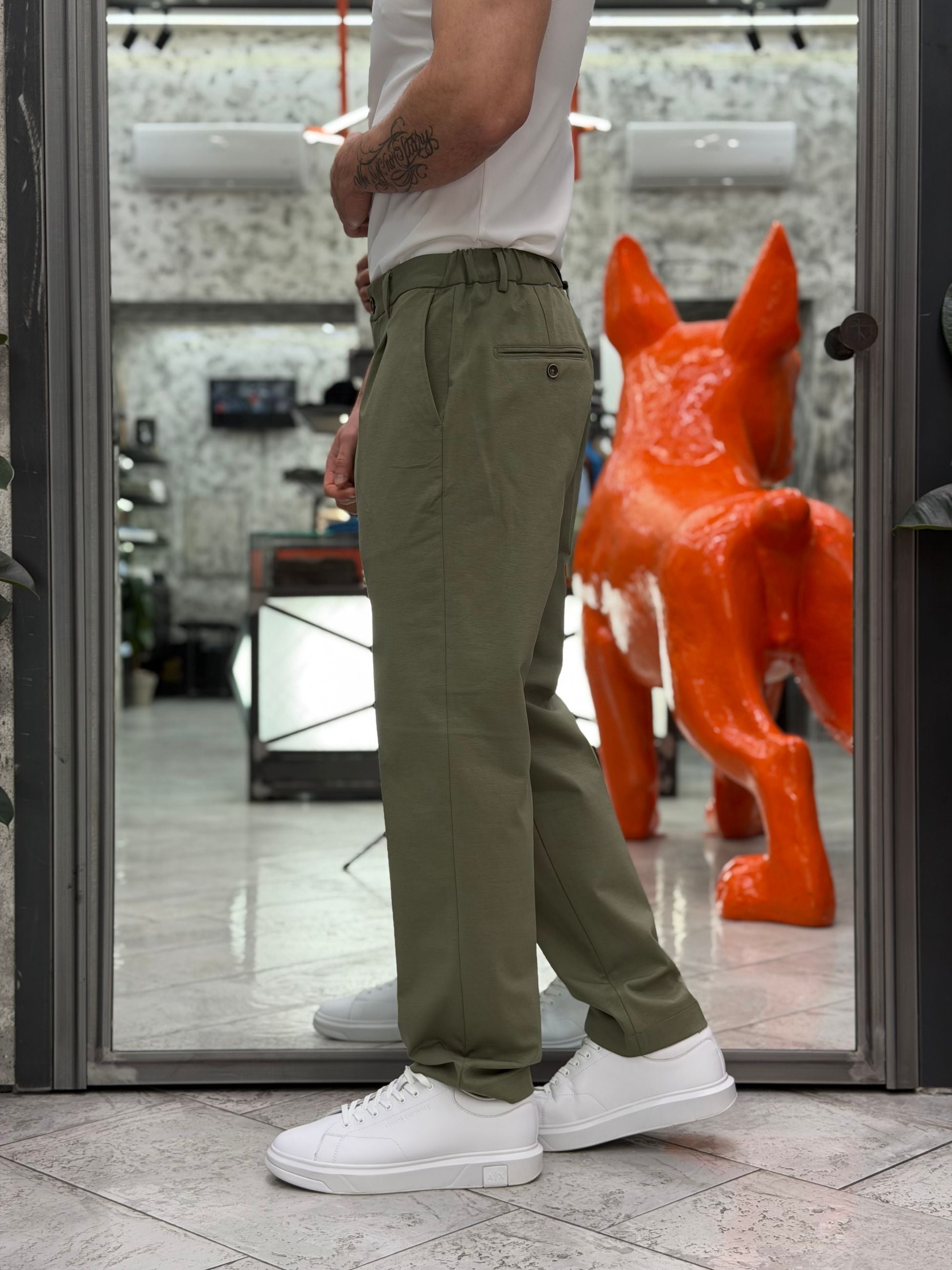 PANTALONE DA COMPLETO TASCA AMERICA CON COULISSE IN TESSUTO PUNTO MILANO ELASTICIZZATO - REGULAR FIT PSE1501SS.SAL