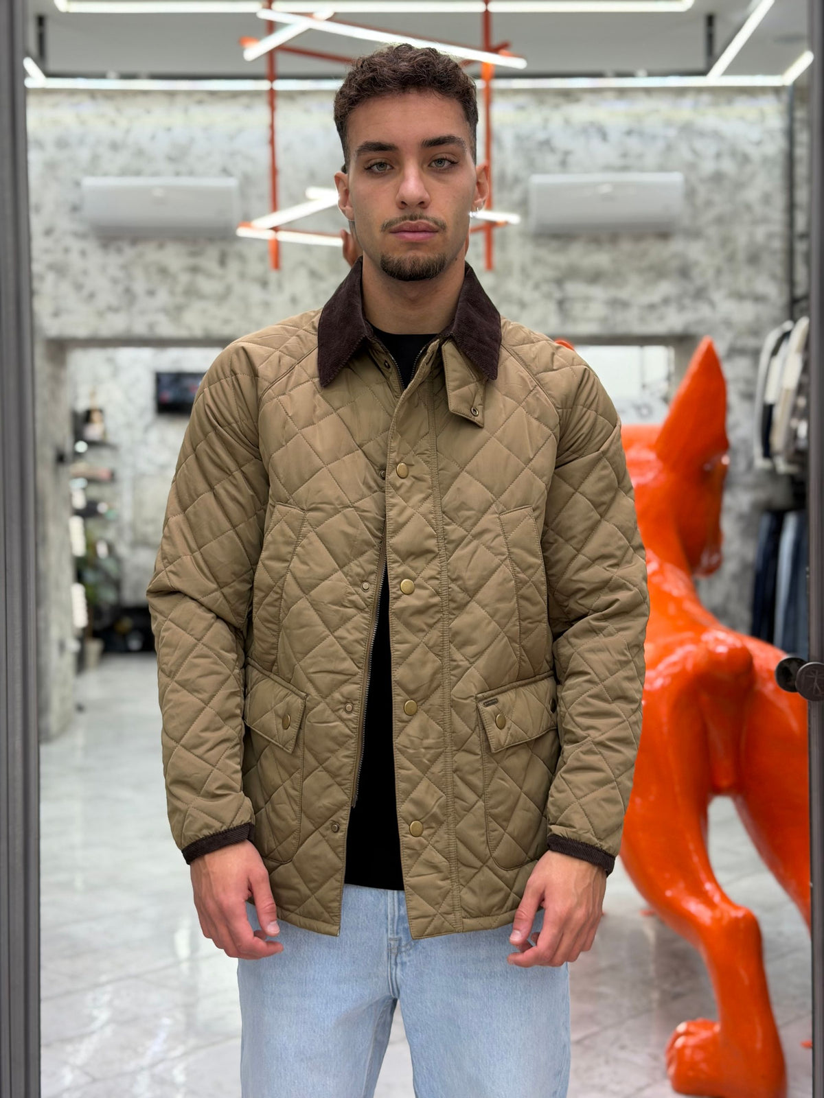 GIUBBINO TRAPUNTATO MODELLO BARBOUR CON TASCHE A TOPPA E COLLETTO IN VELLUTO - REGULAR FIT GL9846.CAM