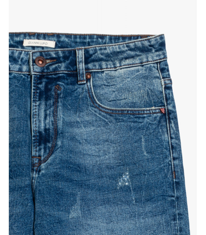 JEANS MIKE 5 TASCHE CON MICRO ABRASIONI - CARROT CROPPED FIT GL6310Q-F25