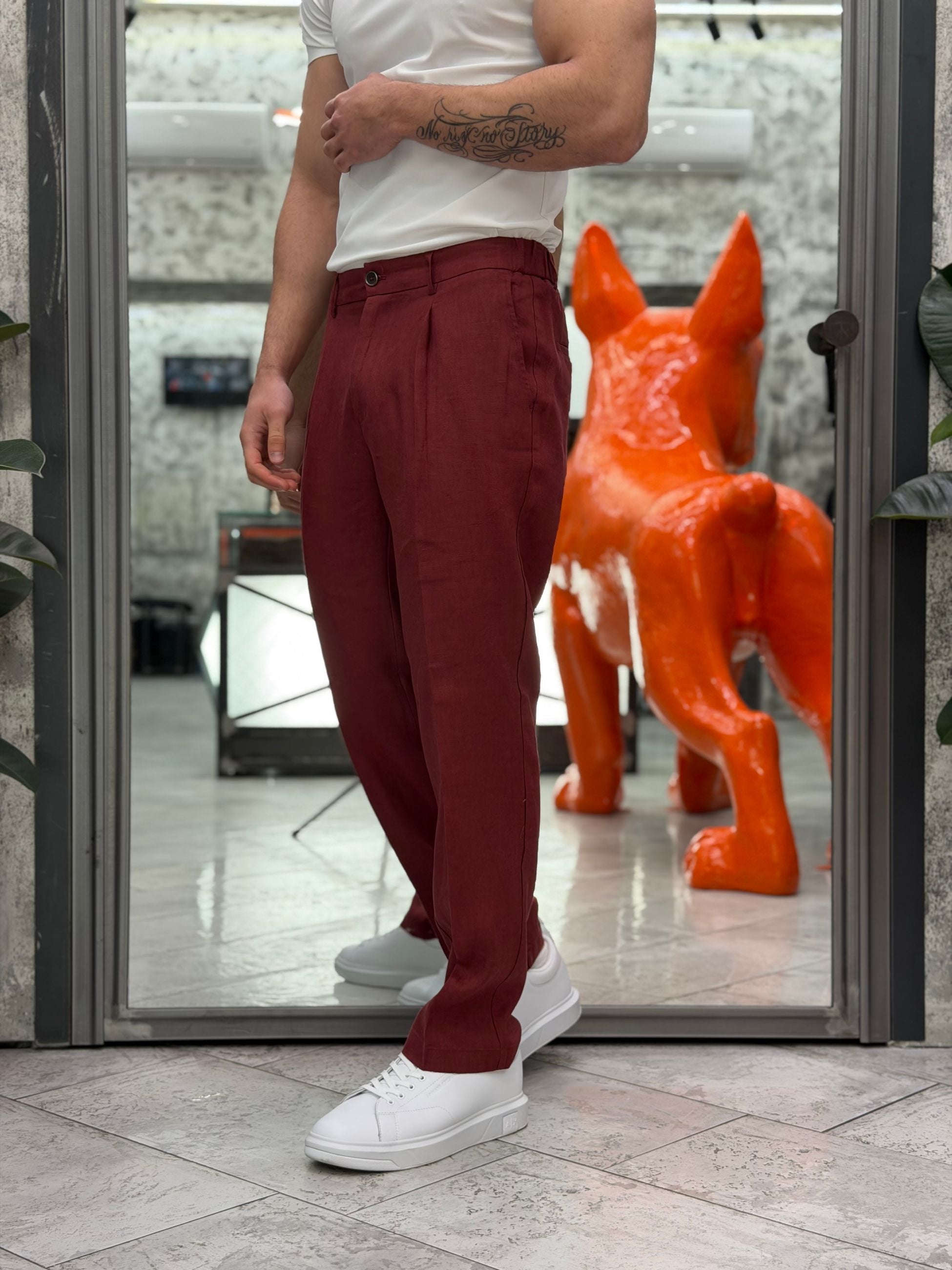 PANTALONE IN 100% LINO TASCA AMERICA CON COULISSE IN VITA - REGULAR FIT PSE1502SS.TER