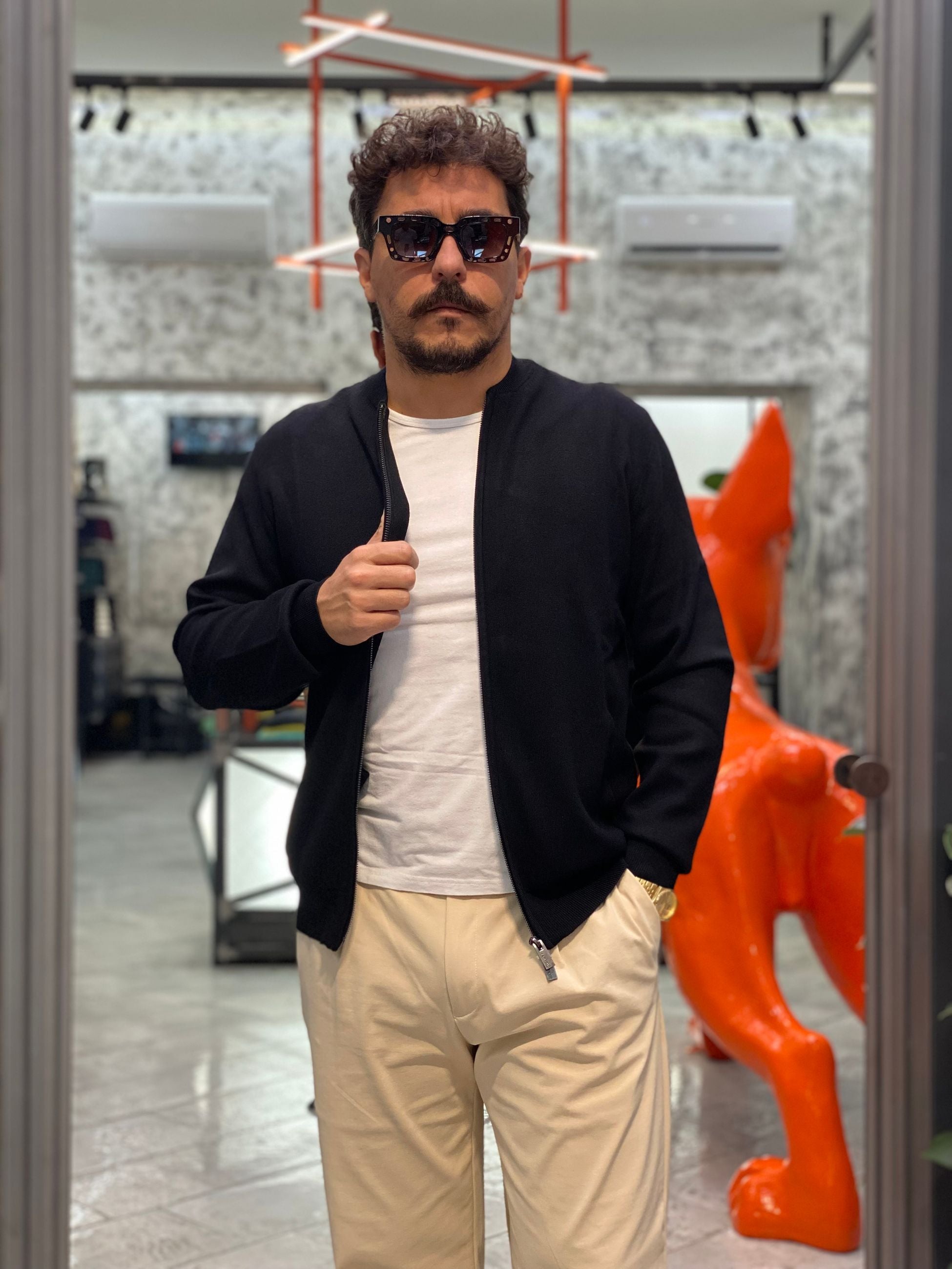 BOMBER FULL ZIP FINEZZA 12 IN MORBIDA VISCOSA PUNTO STOFFA - SLIM FIT MK9900133.NER